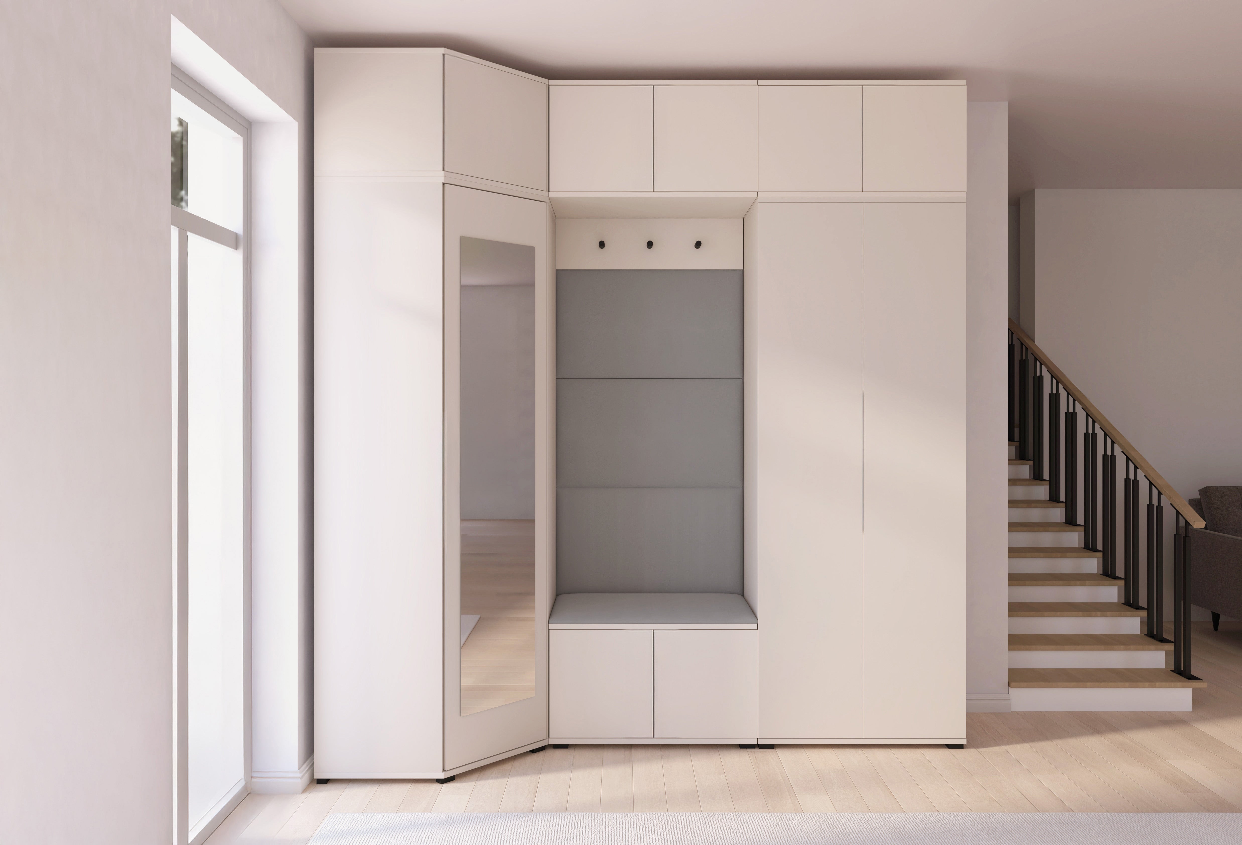 PK Bianco 20 Hallway Wardrobe Set - Upholstered Panels in Various Colours