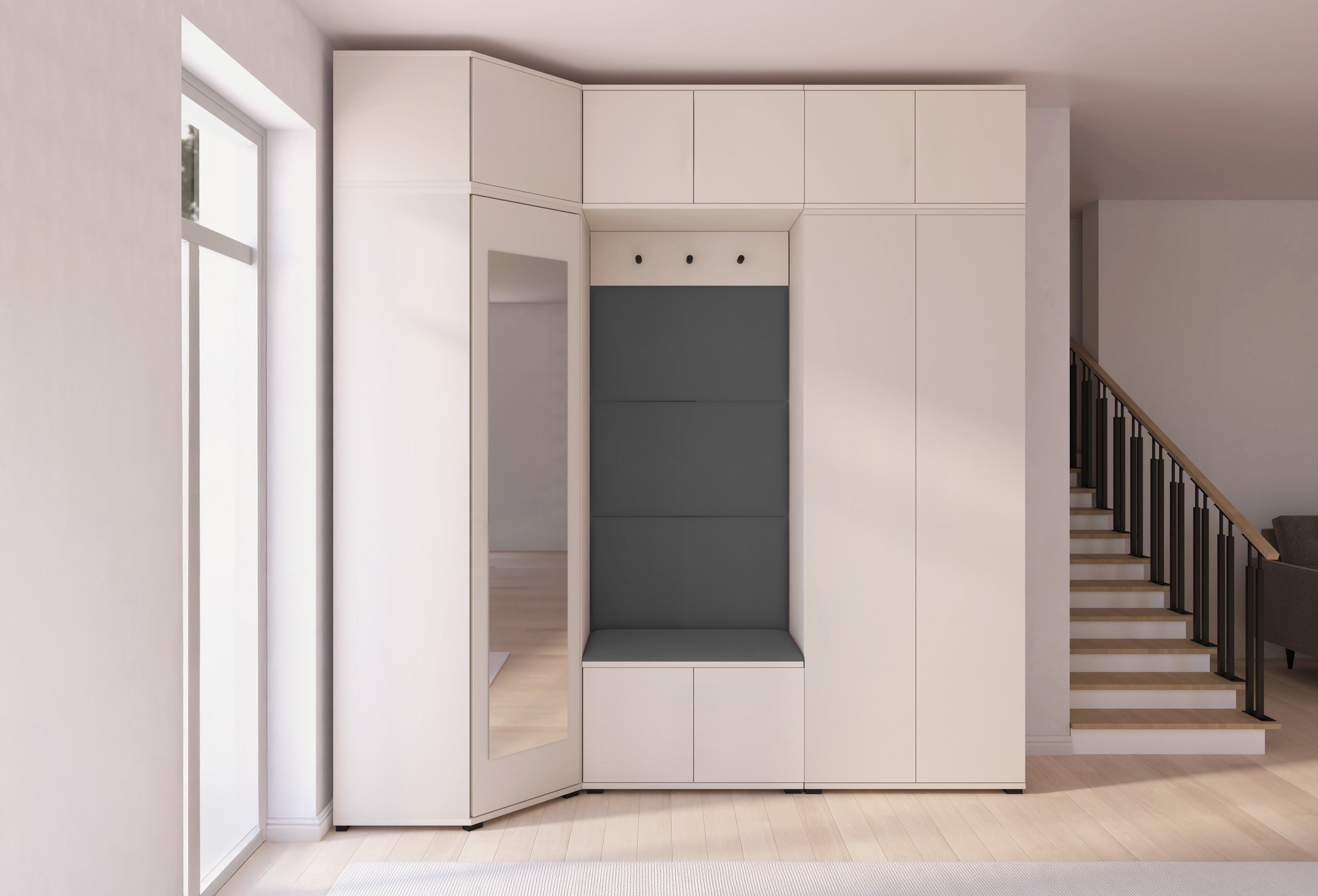 PK Bianco 20 Hallway Wardrobe Set - Upholstered Panels in Various Colours