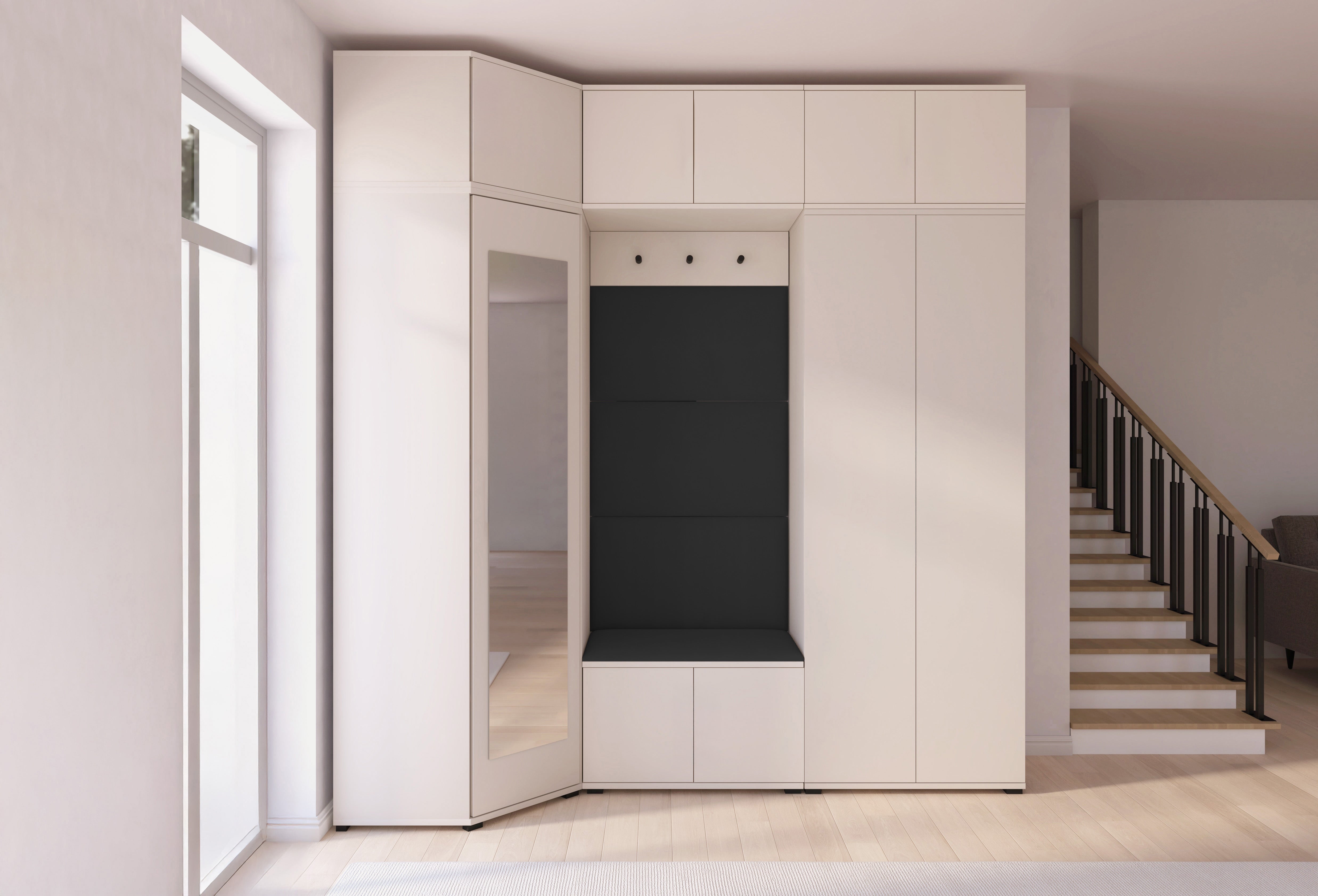 PK Bianco 20 Hallway Wardrobe Set - Upholstered Panels in Various Colours