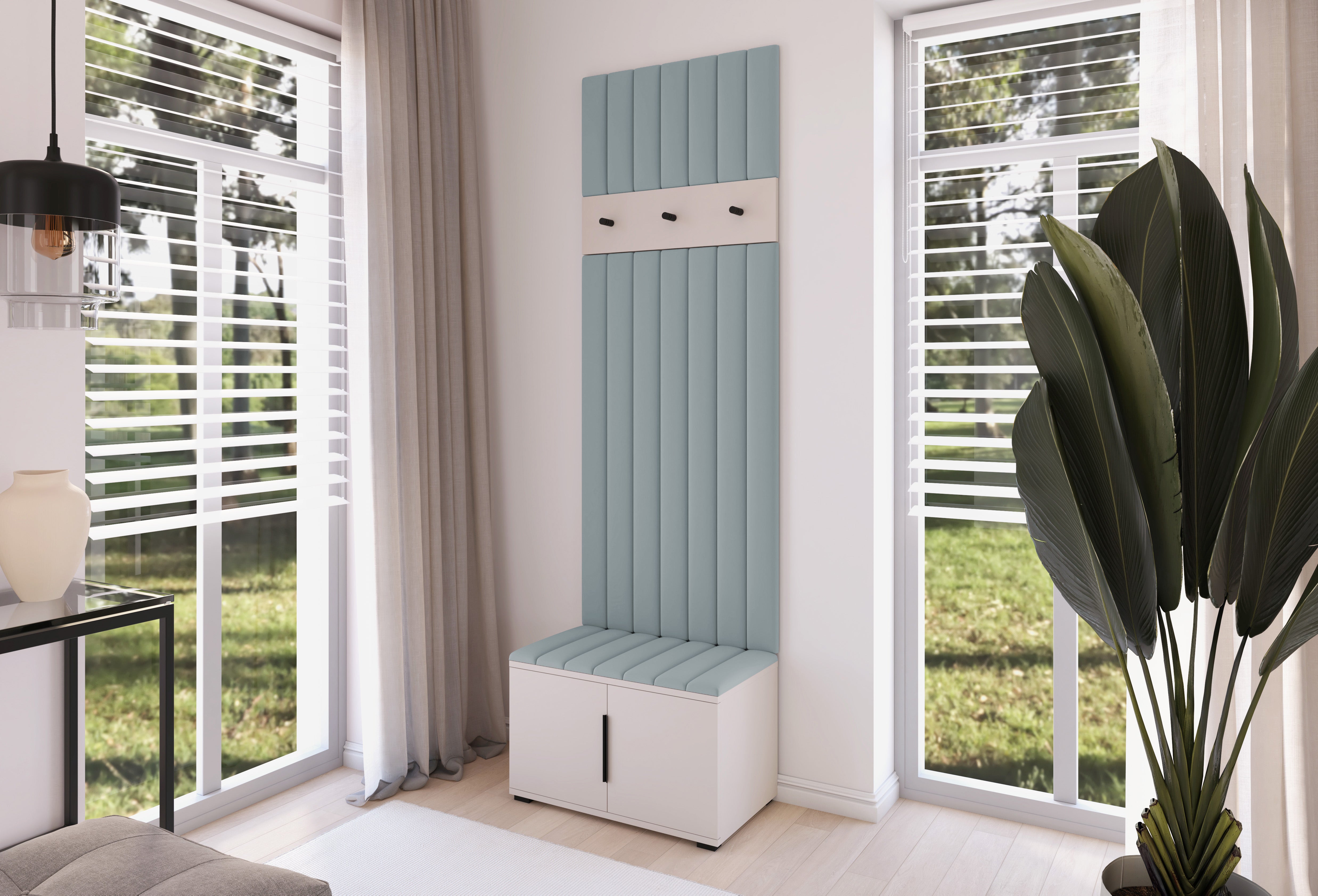 PK Bianco 16 Hallway Wardrobe Set - Upholstered Panels in Various Colours