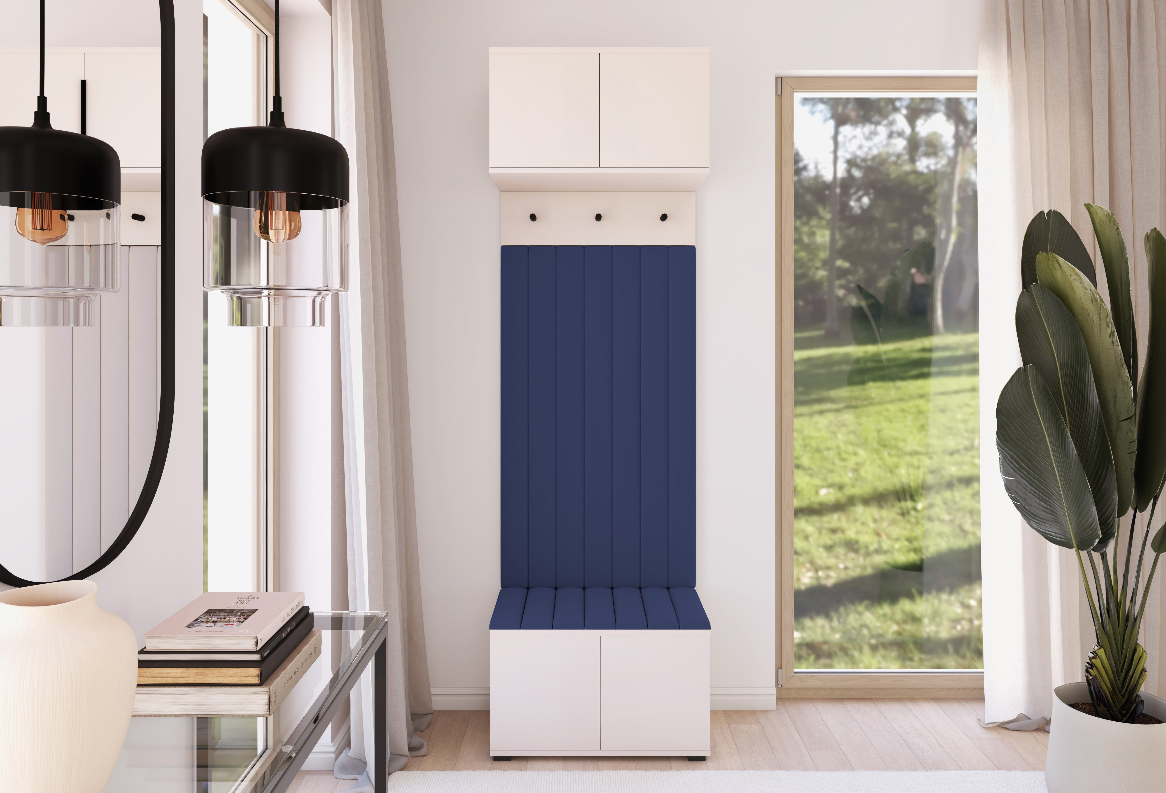 PK Bianco 15 Hallway Wardrobe Set - Upholstered Panels in Various Colours