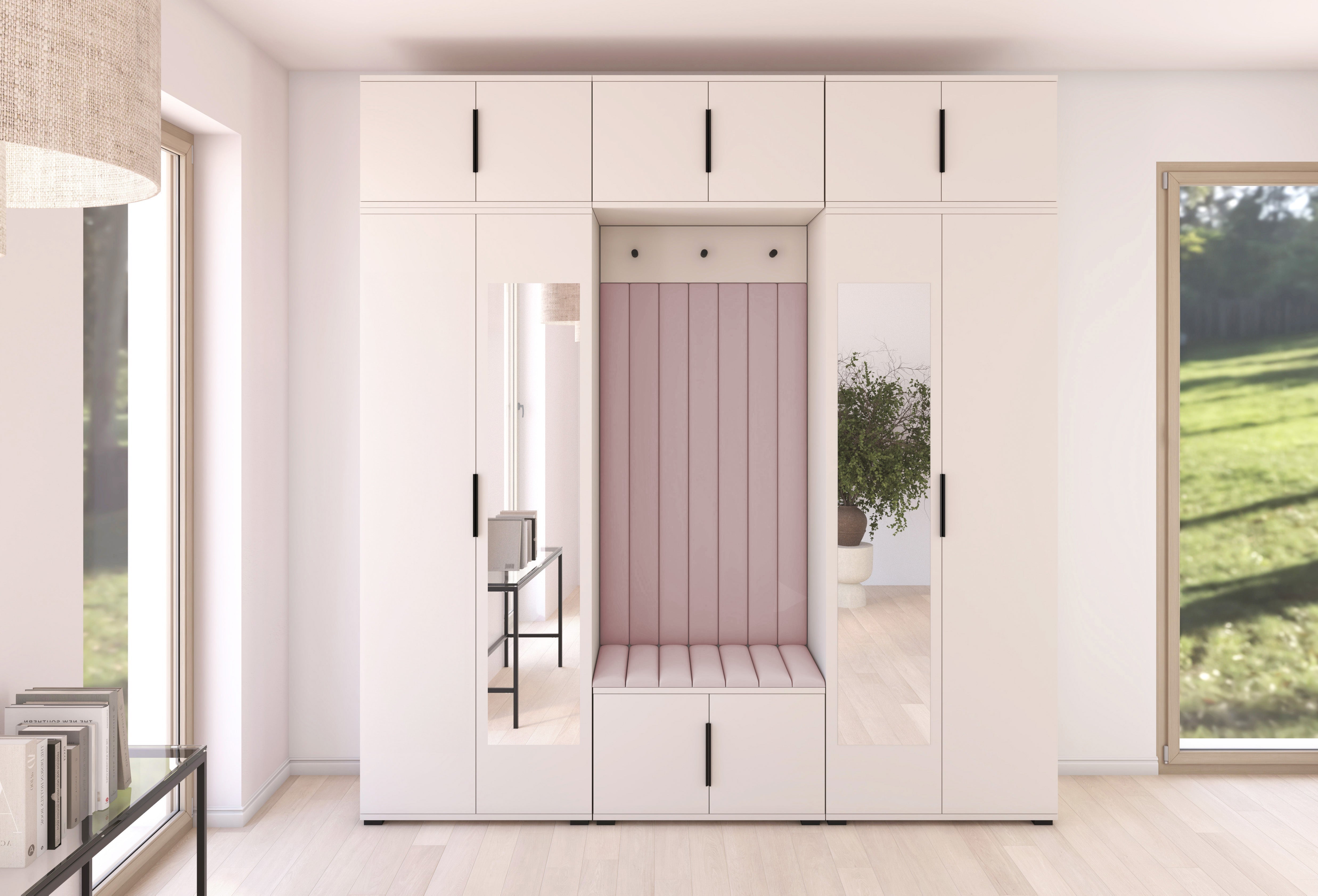 PK Bianco 12 Hallway Wardrobe Set - Upholstered Panels in Various Colours