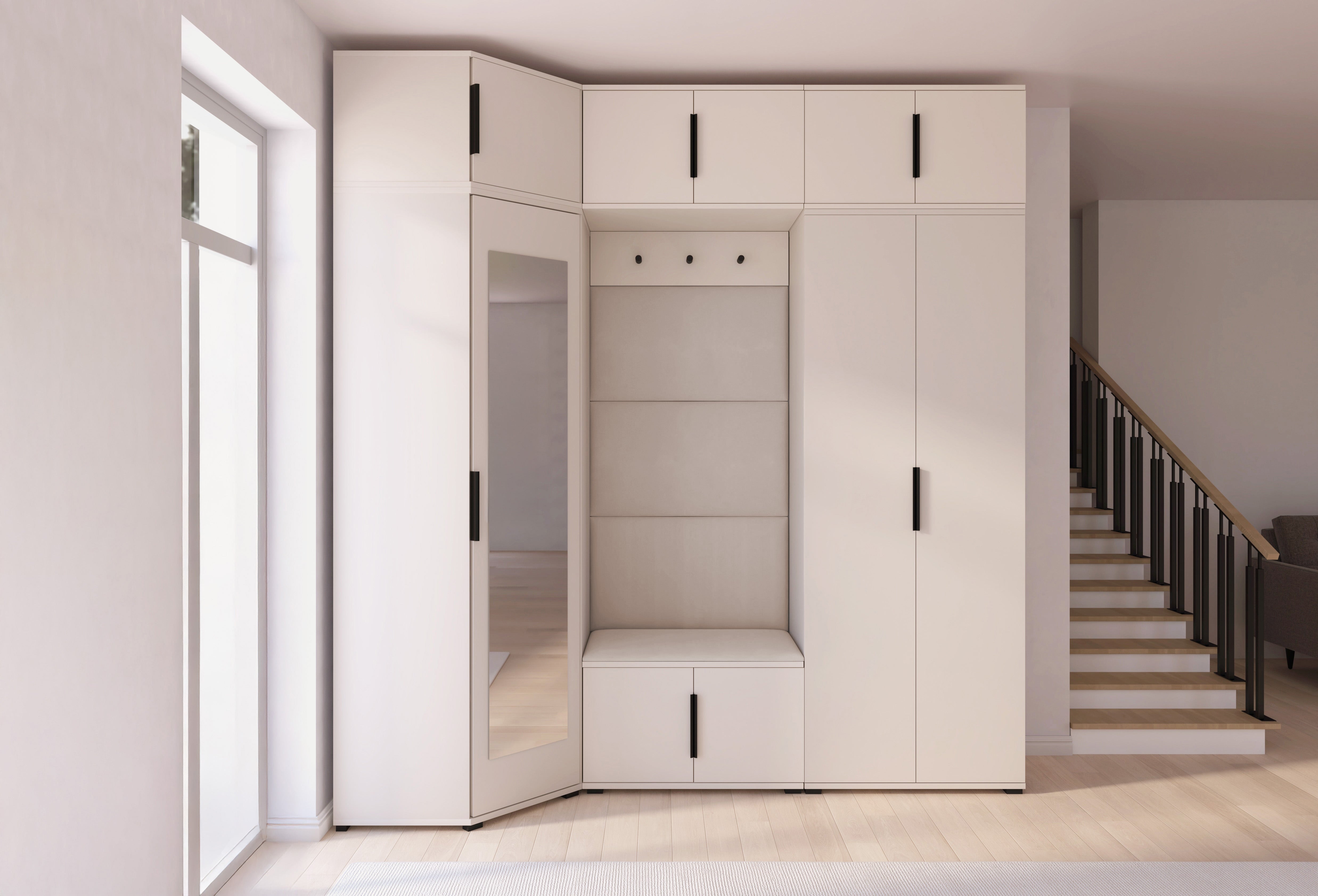 PK Bianco 20 Hallway Wardrobe Set - Upholstered Panels in Various Colours