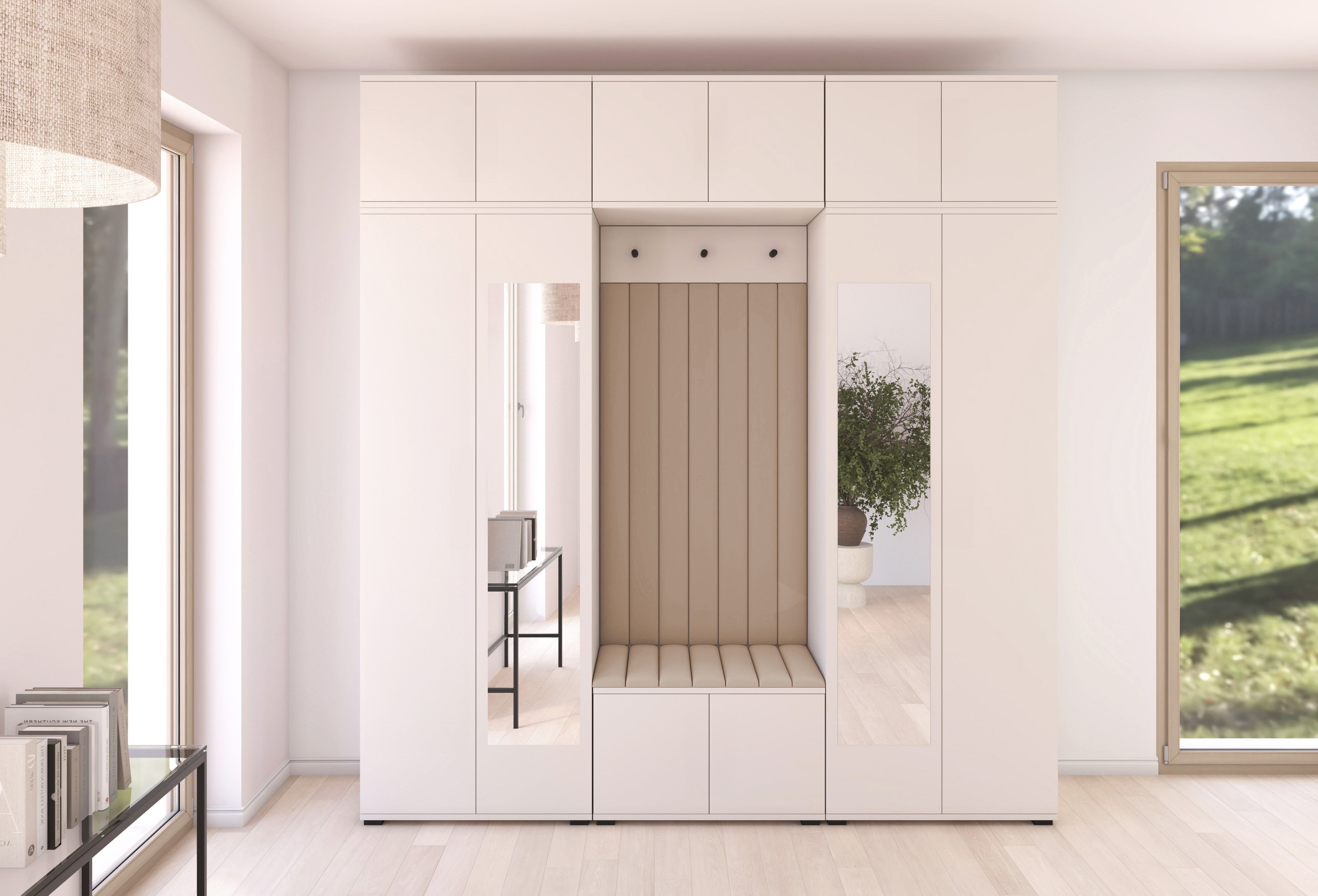 PK Bianco 12 Hallway Wardrobe Set - Upholstered Panels in Various Colours