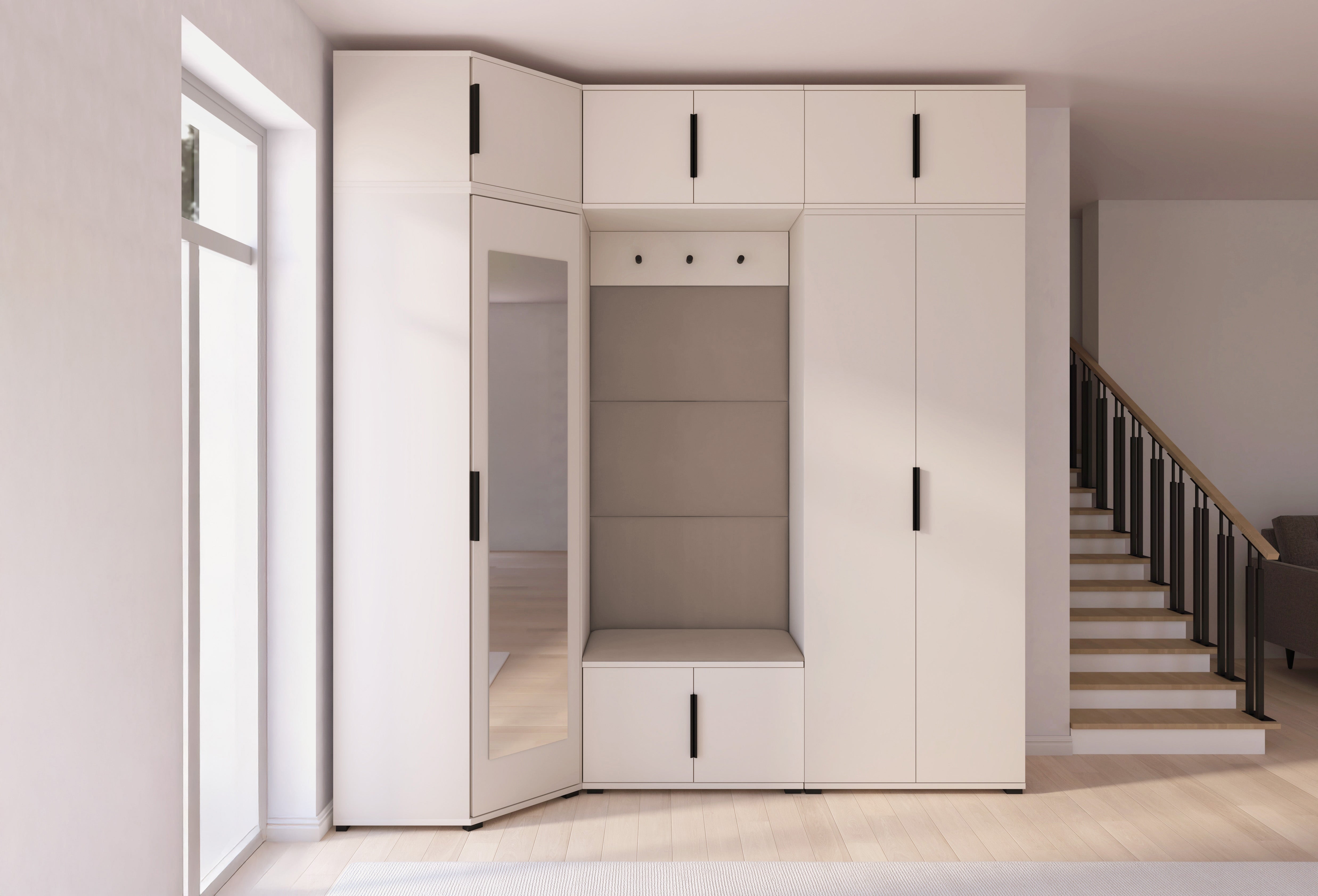 PK Bianco 20 Hallway Wardrobe Set - Upholstered Panels in Various Colours