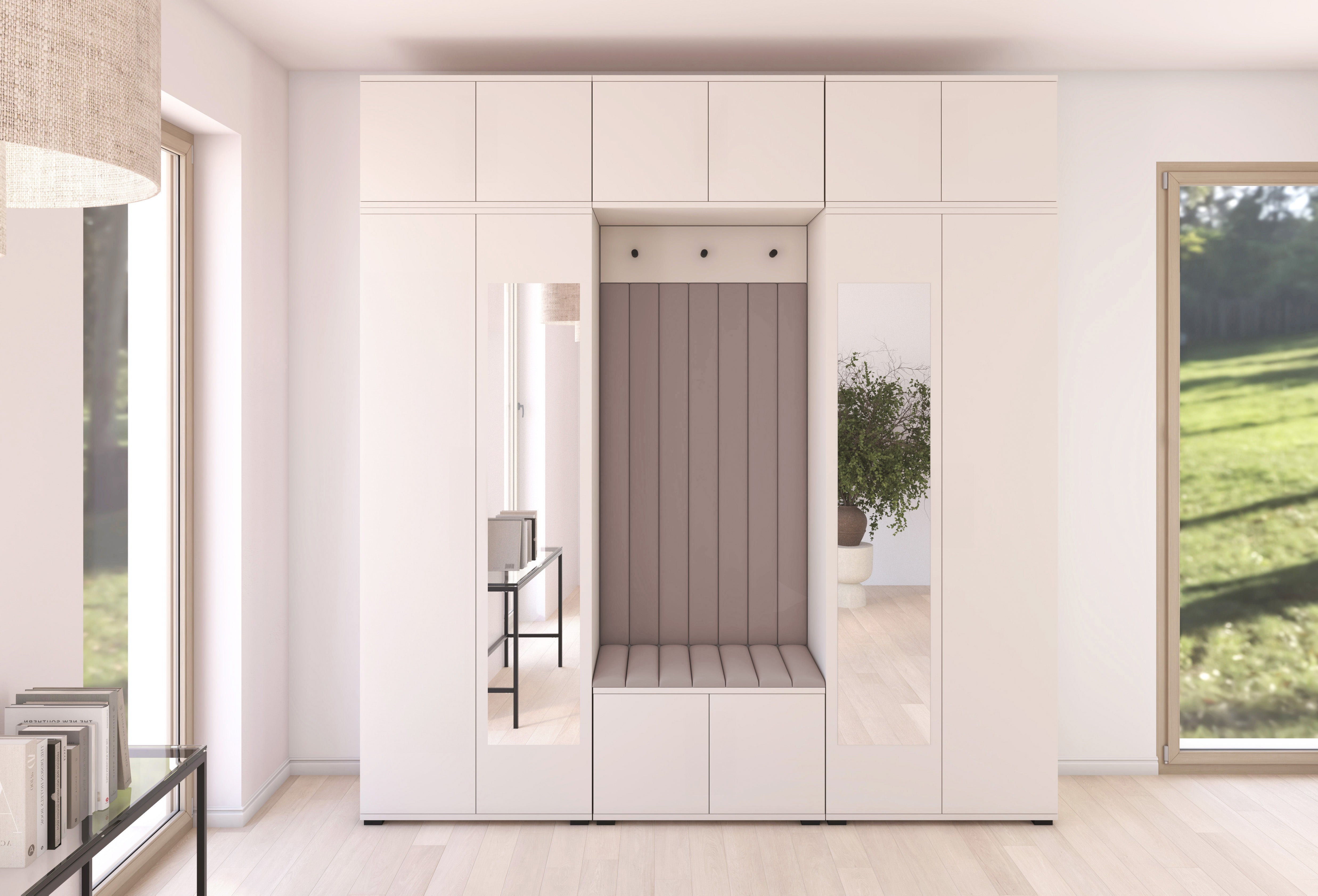 PK Bianco 12 Hallway Wardrobe Set - Upholstered Panels in Various Colours