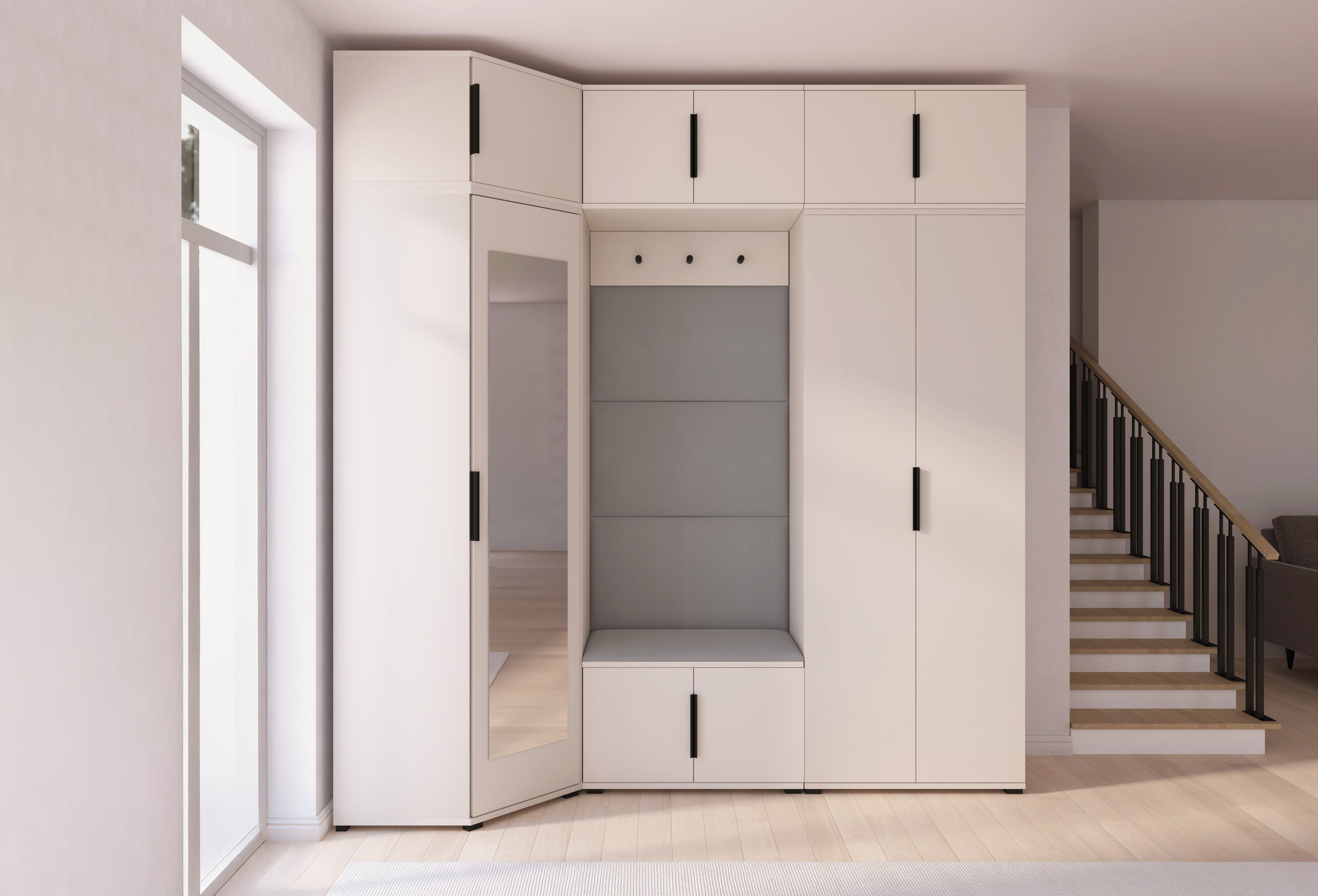 PK Bianco 20 Hallway Wardrobe Set - Upholstered Panels in Various Colours