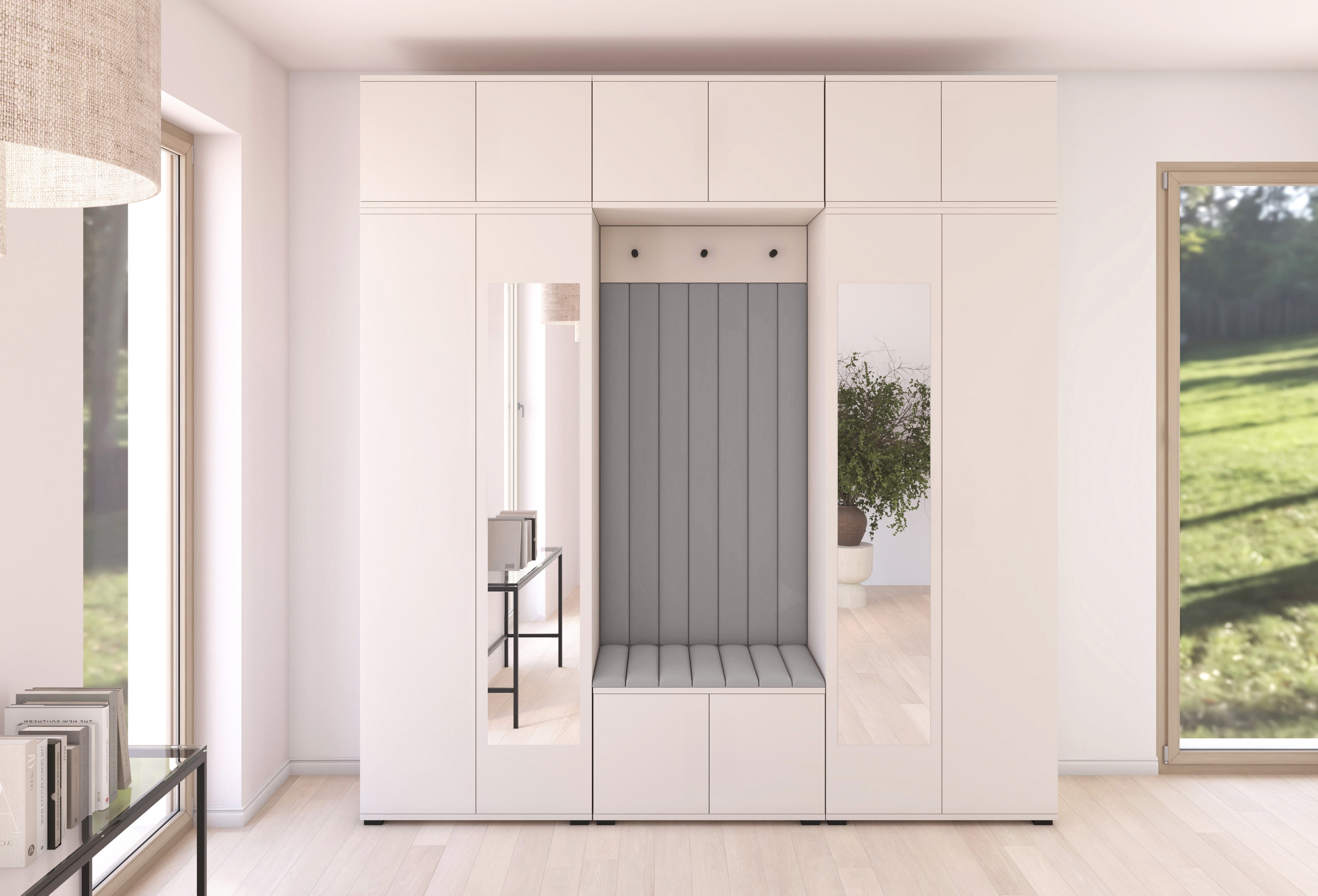 PK Bianco 12 Hallway Wardrobe Set - Upholstered Panels in Various Colours