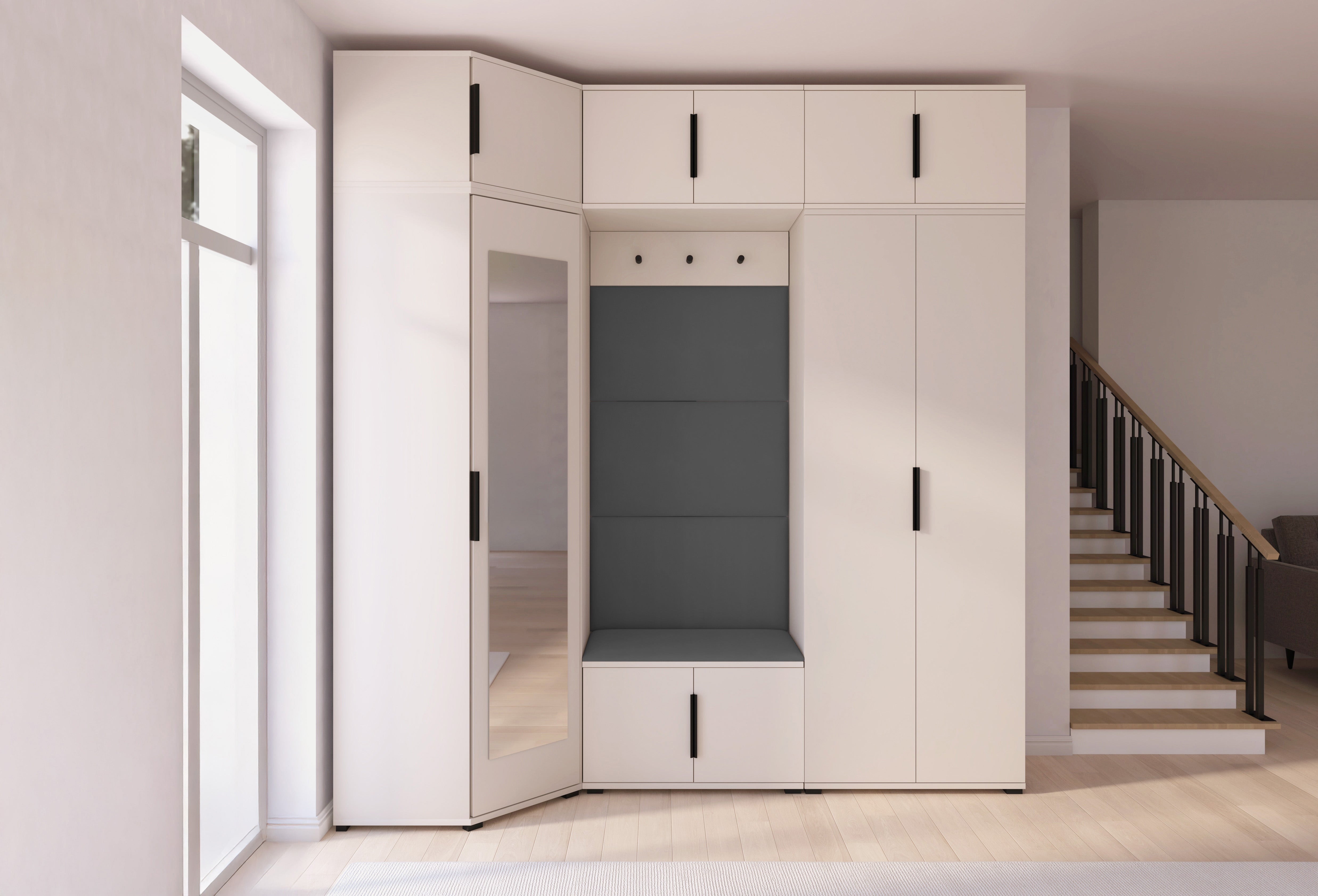 PK Bianco 20 Hallway Wardrobe Set - Upholstered Panels in Various Colours