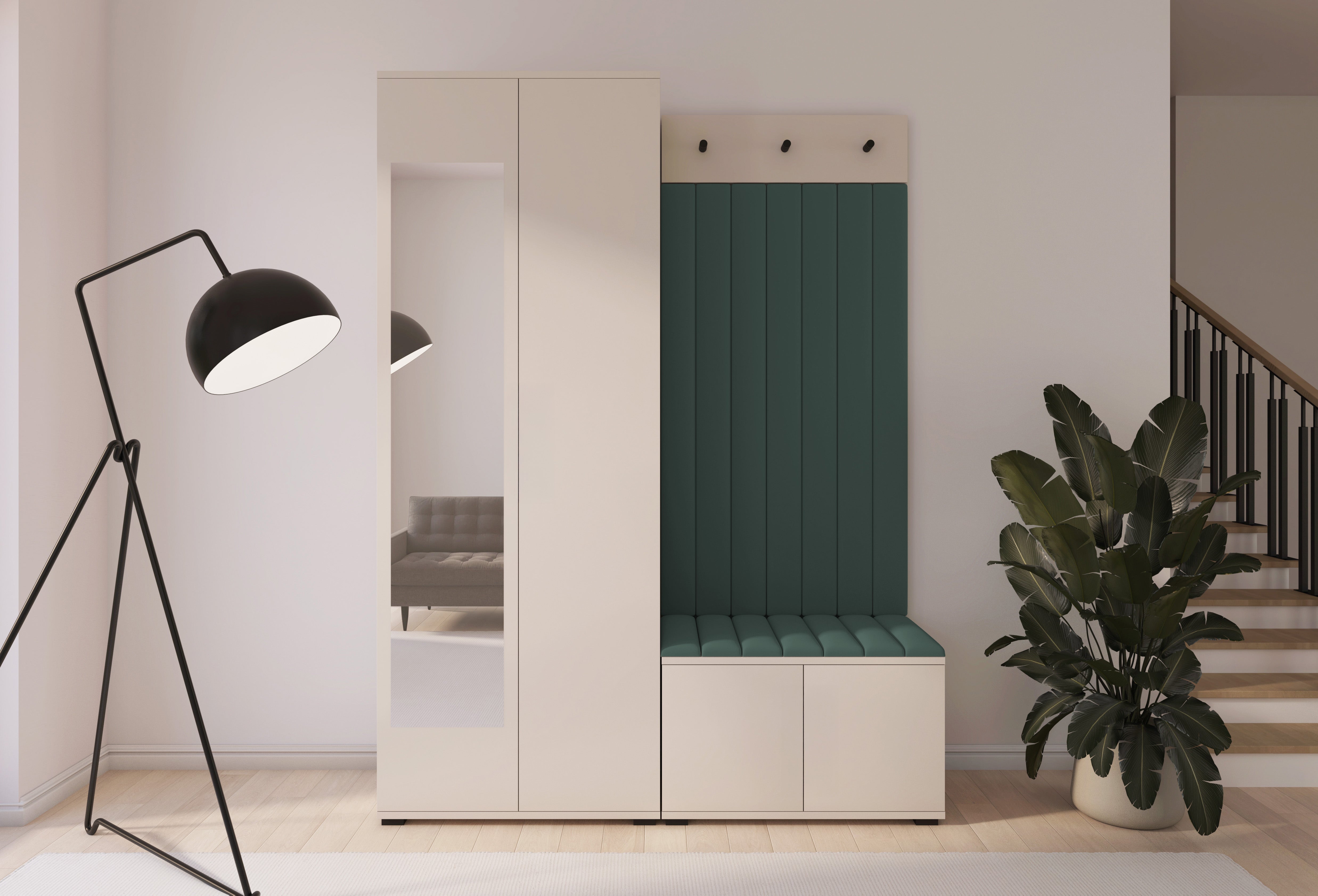 PK Bianco 13 Hallway Wardrobe Set - Upholstered Panels in Various Colours