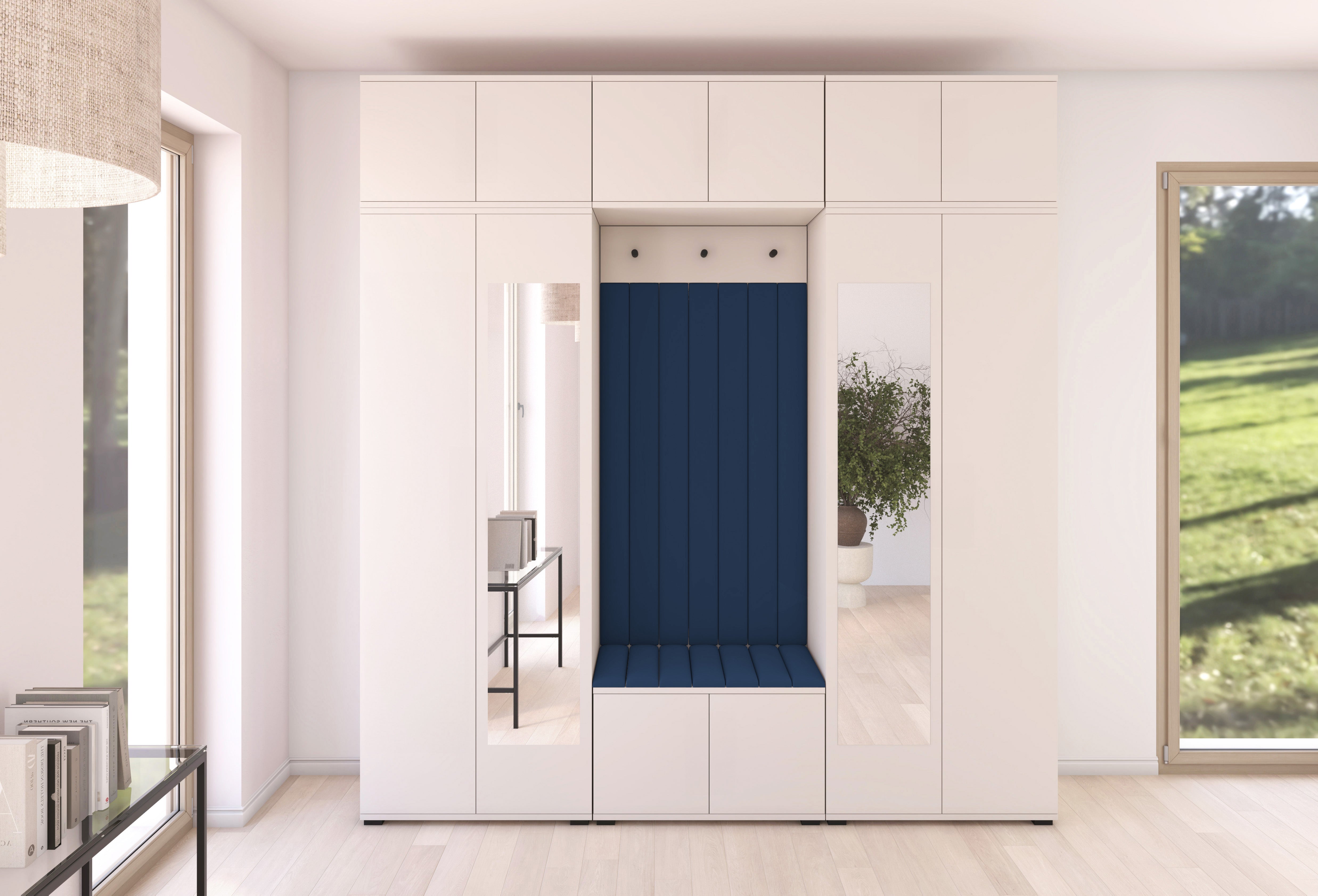 PK Bianco 12 Hallway Wardrobe Set - Upholstered Panels in Various Colours