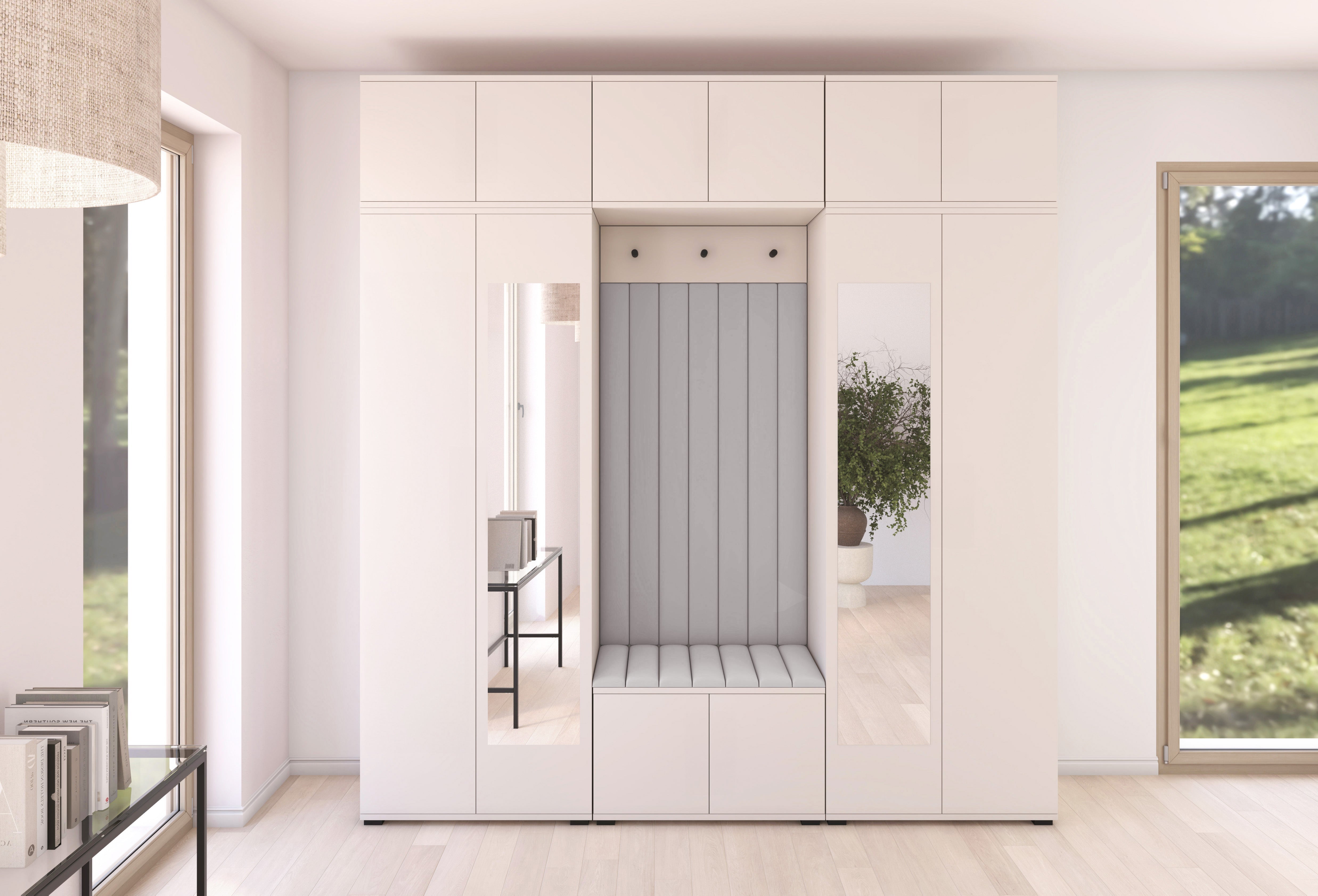 PK Bianco 12 Hallway Wardrobe Set - Upholstered Panels in Various Colours