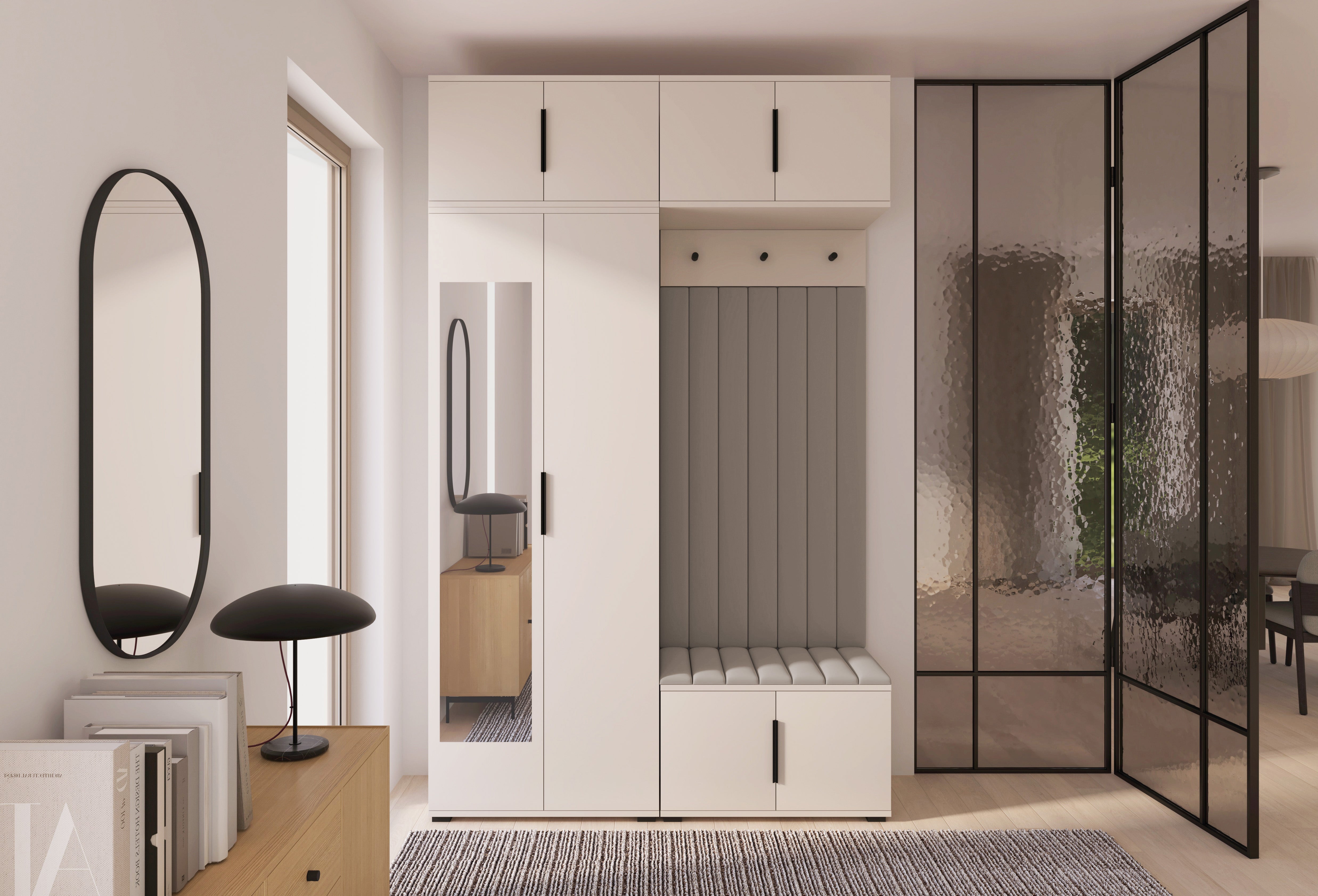 PK Bianco 11 Hallway Wardrobe Set - Upholstered Panels in Various Colours