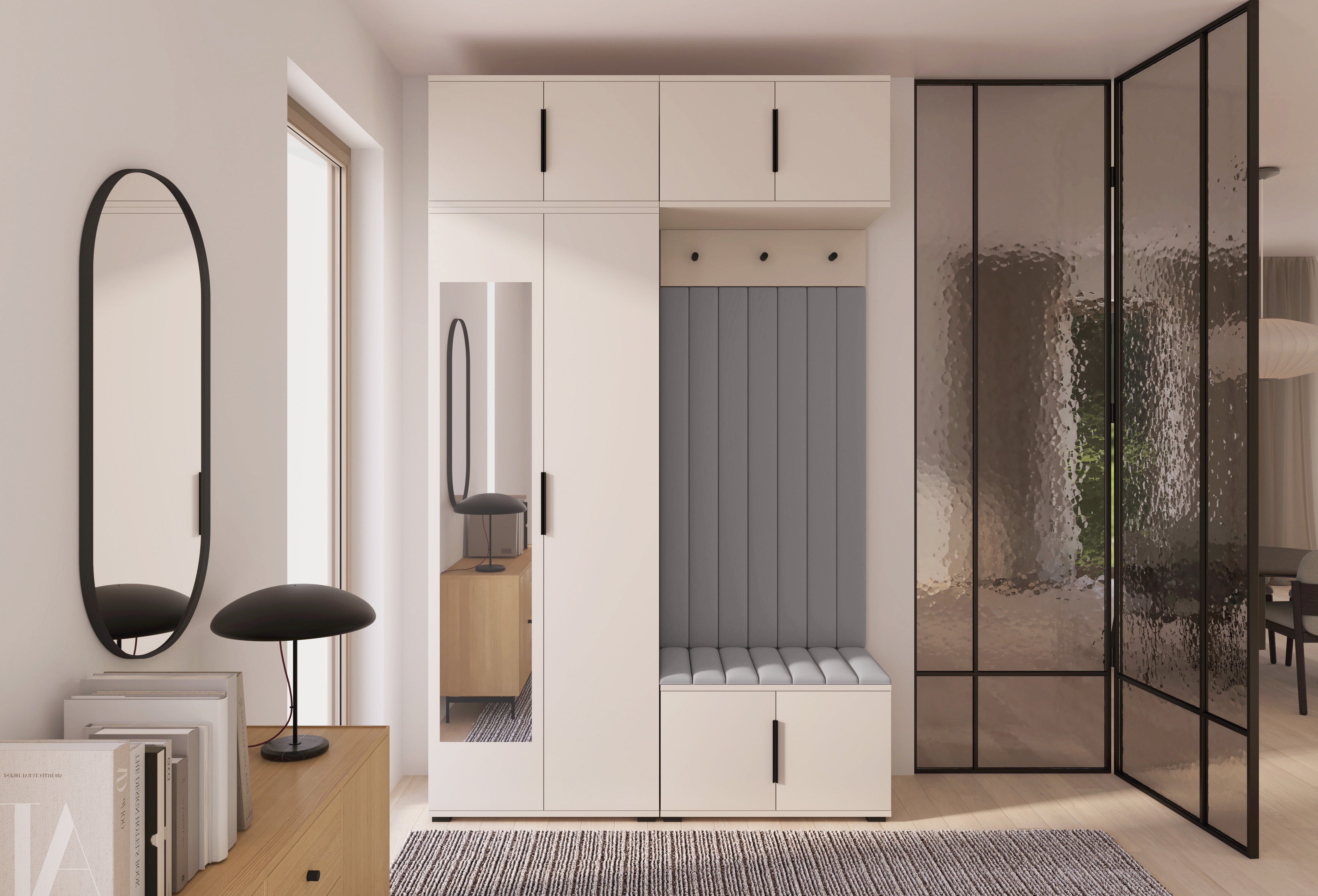 PK Bianco 11 Hallway Wardrobe Set - Upholstered Panels in Various Colours