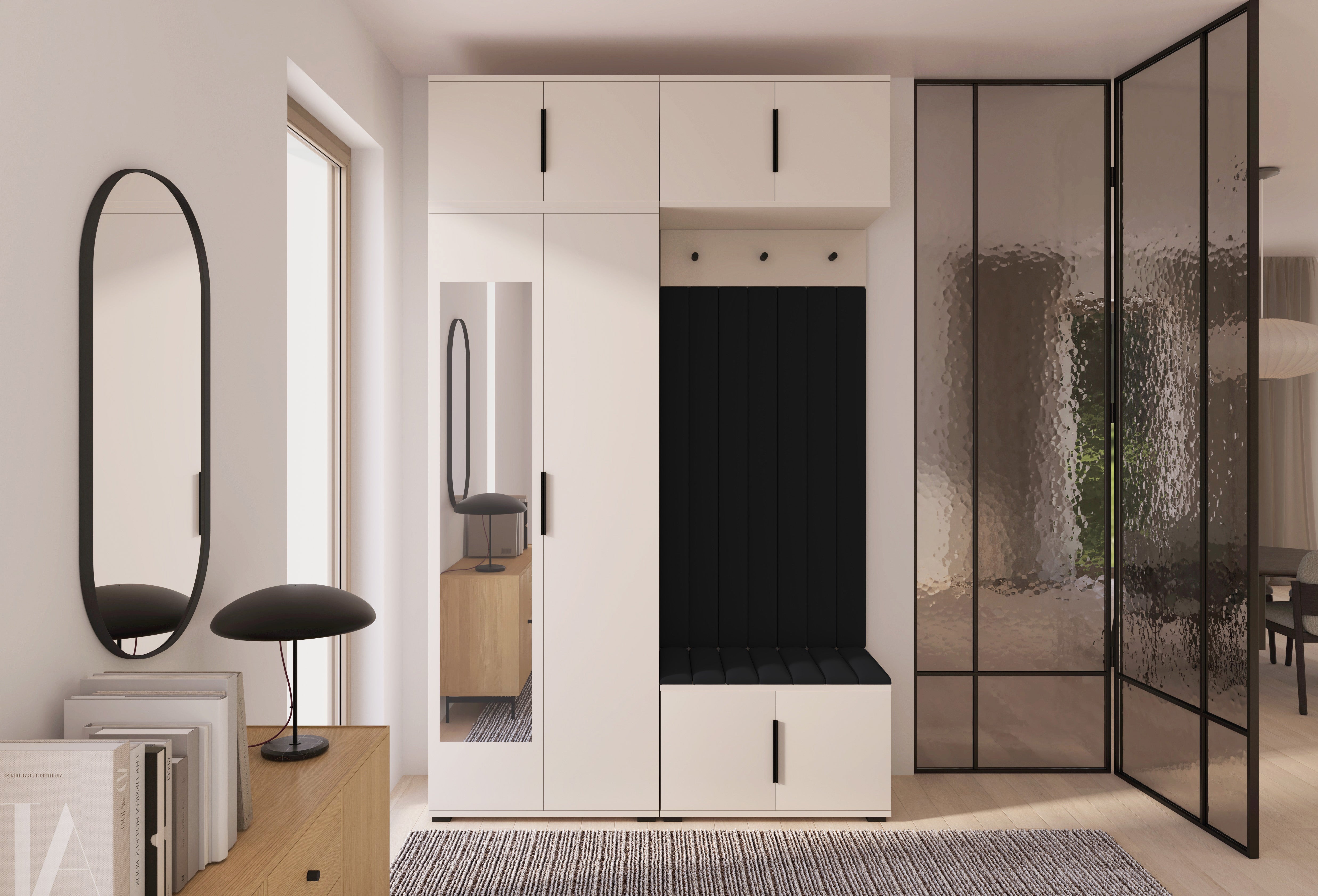 PK Bianco 11 Hallway Wardrobe Set - Upholstered Panels in Various Colours
