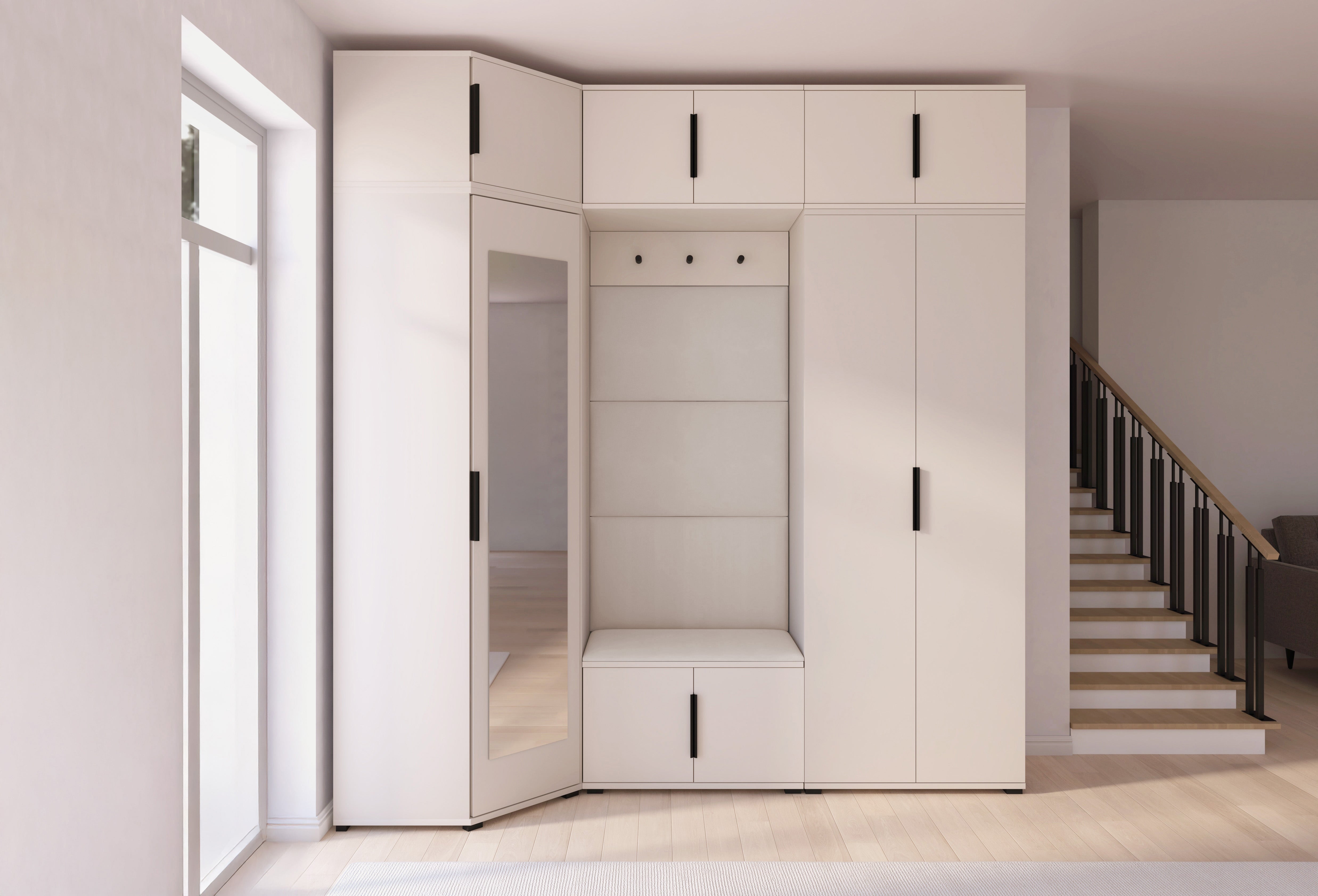 PK Bianco 20 Hallway Wardrobe Set - Upholstered Panels in Various Colours