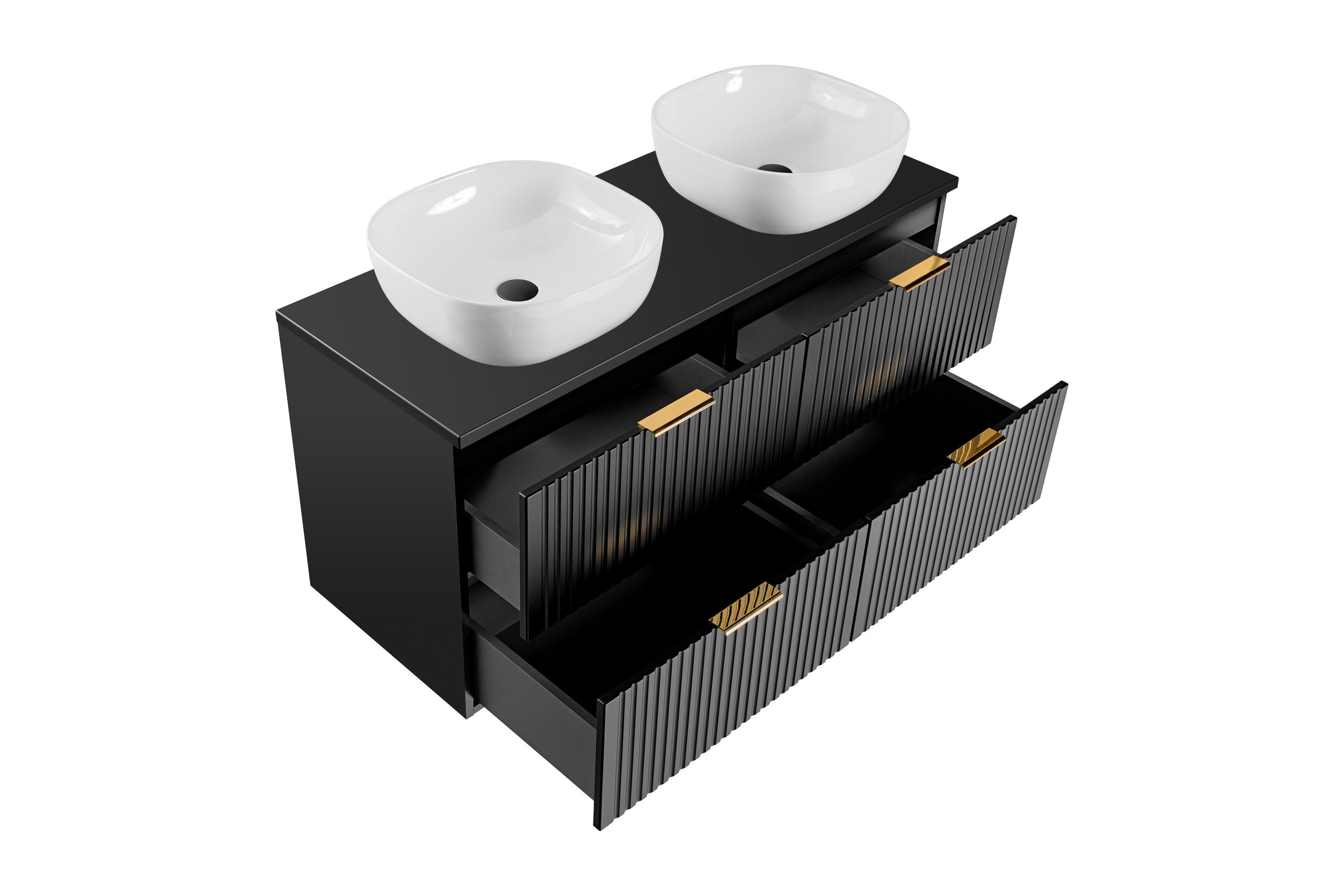 Adel Schwarzes Badezimmer mit Hochschrank Smile 120 cm SET-ADB B