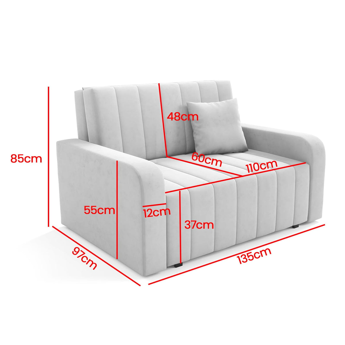 Schlafsofa Marko II – 2-Sitzer mit Stauraum – 110 cm