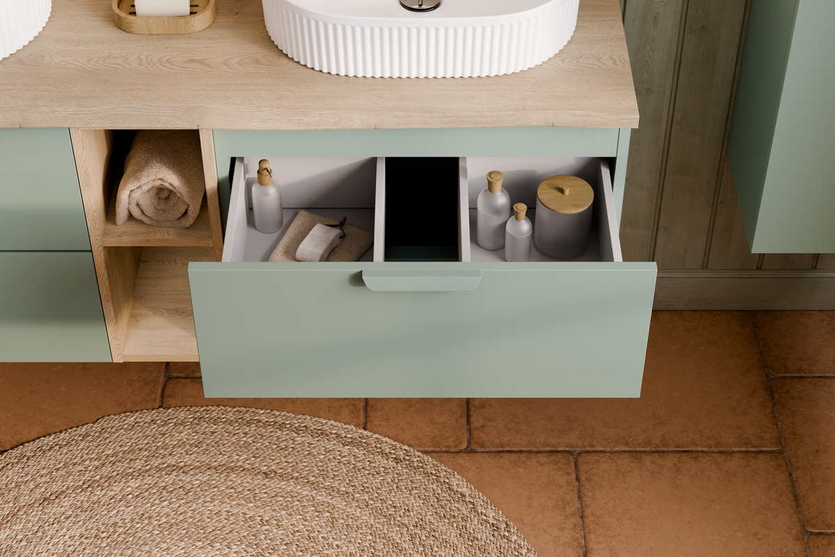 Aster Green Waschtischunterschrank 60 cm – Aloe Matt – Konfigurieren Sie Ihr Badezimmer