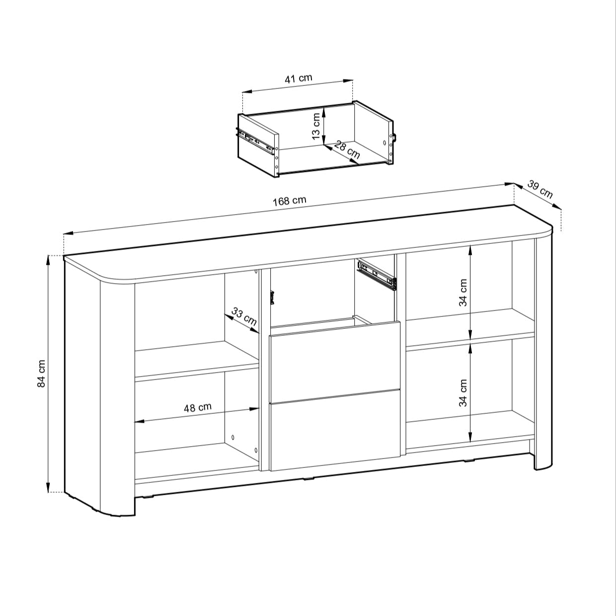 PI Bari Sideboard with Drawers – Cashmere