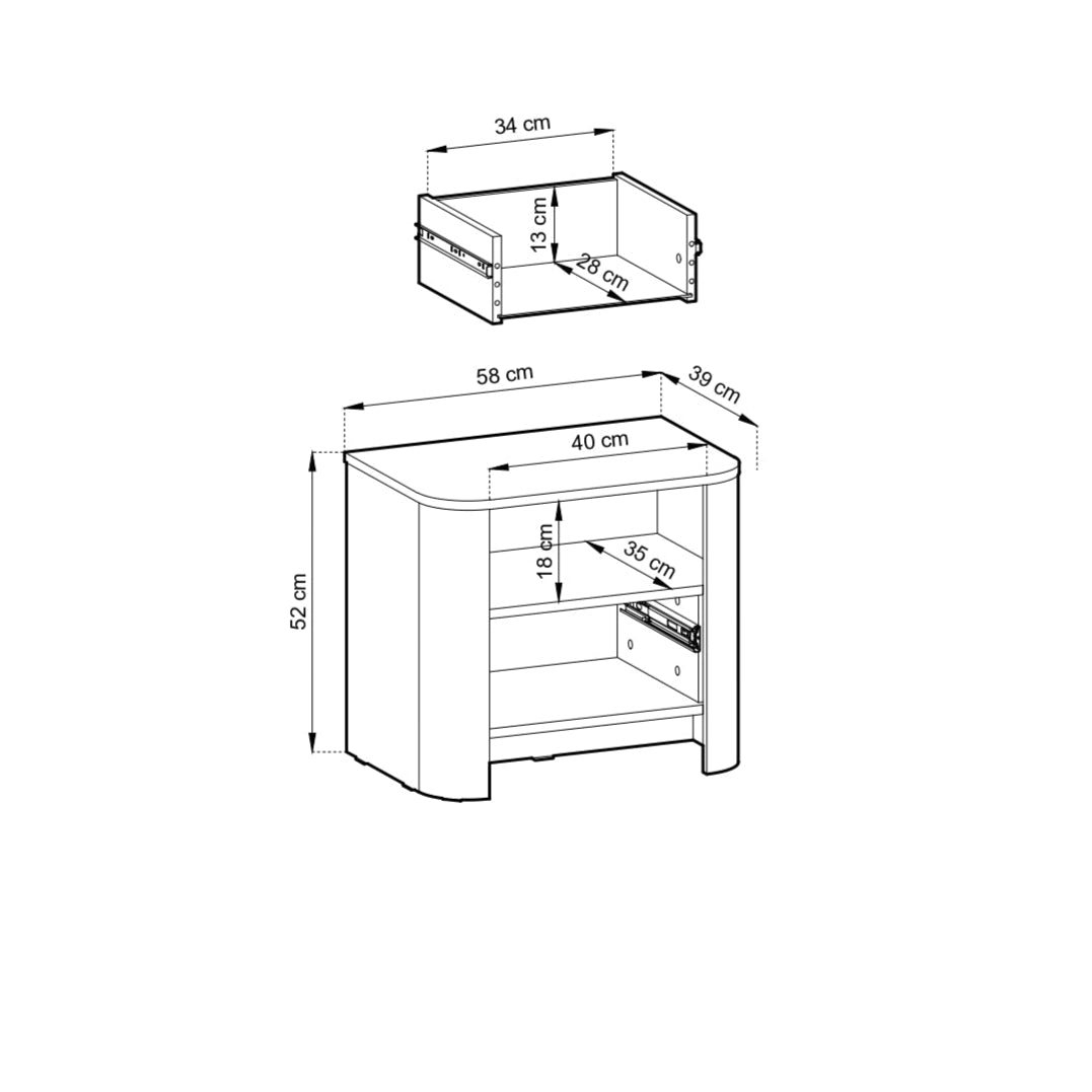 PI Bari Bedside Table – Cashmere