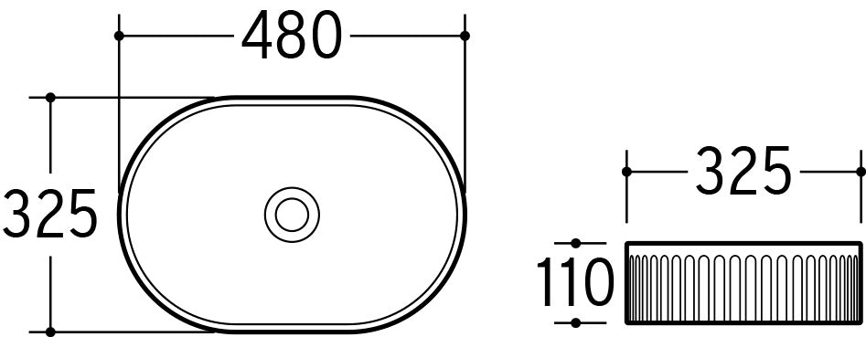 Beyond 5 Aufsatzwaschtisch, weiß glänzend – Keramik, 48 cm
