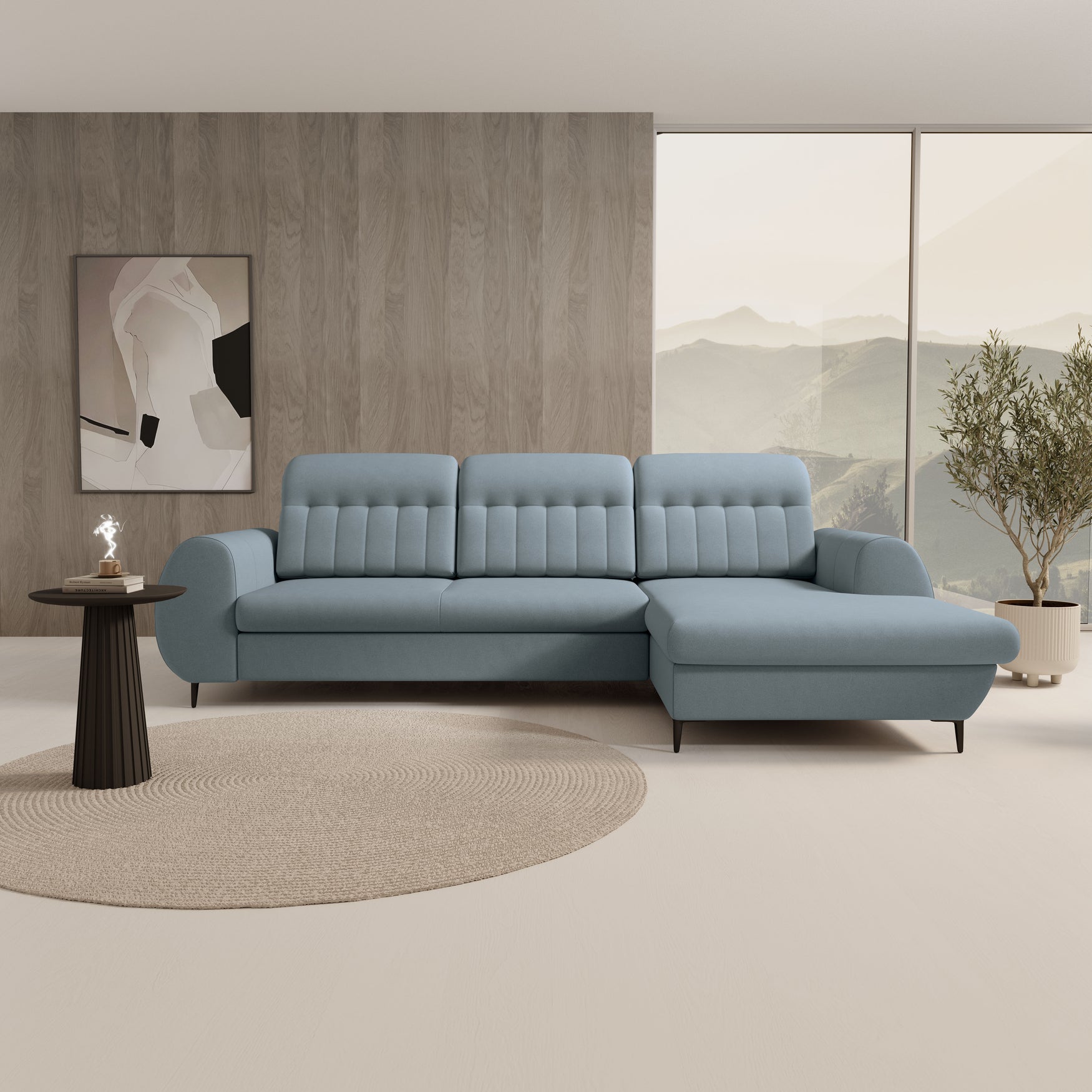 Lask BIANCO Corner Sofa with Sleeping Function – 275 x 166 cm – Left or Right Configuration