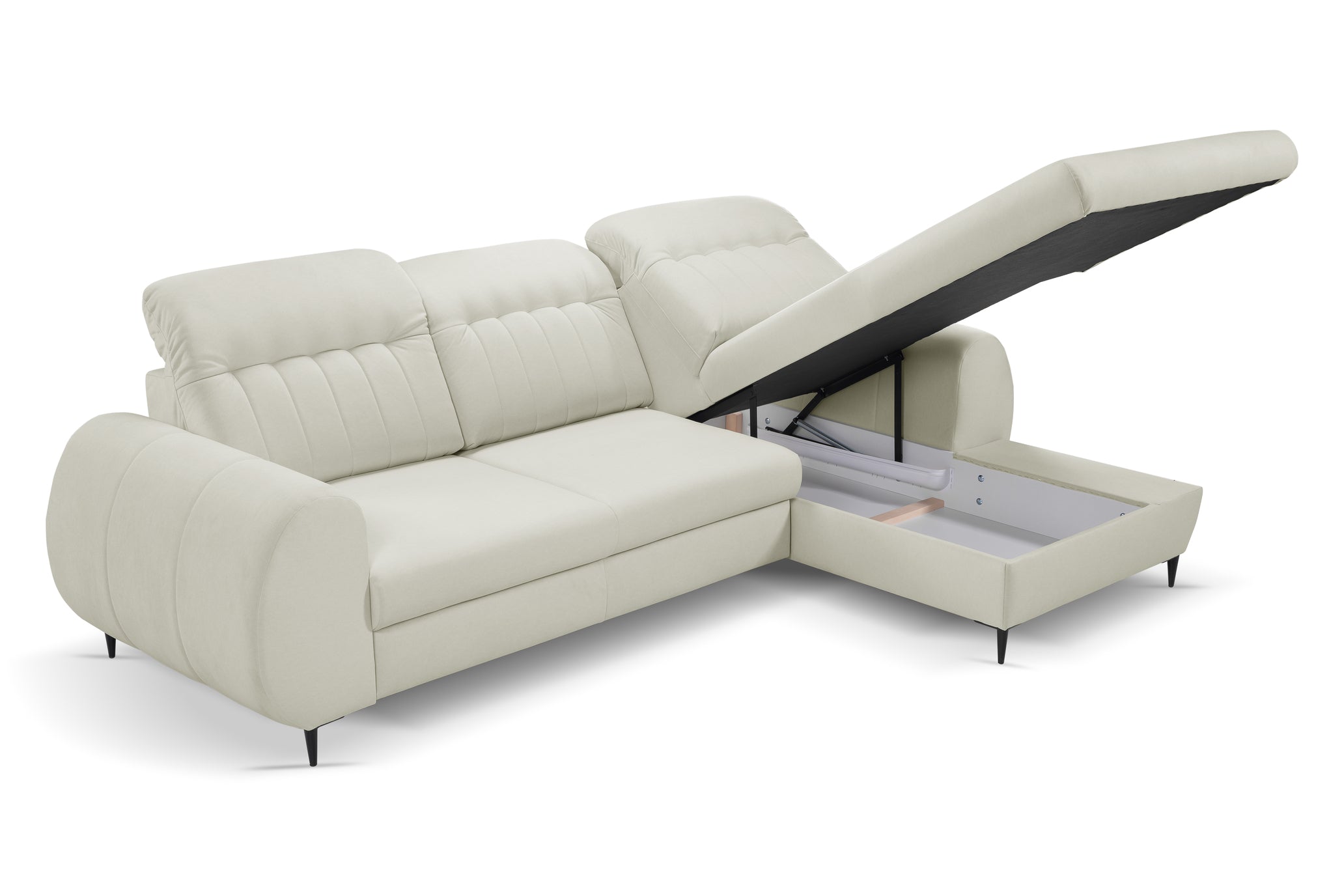 Lask BIANCO Corner Sofa with Sleeping Function – 275 x 166 cm – Left or Right Configuration