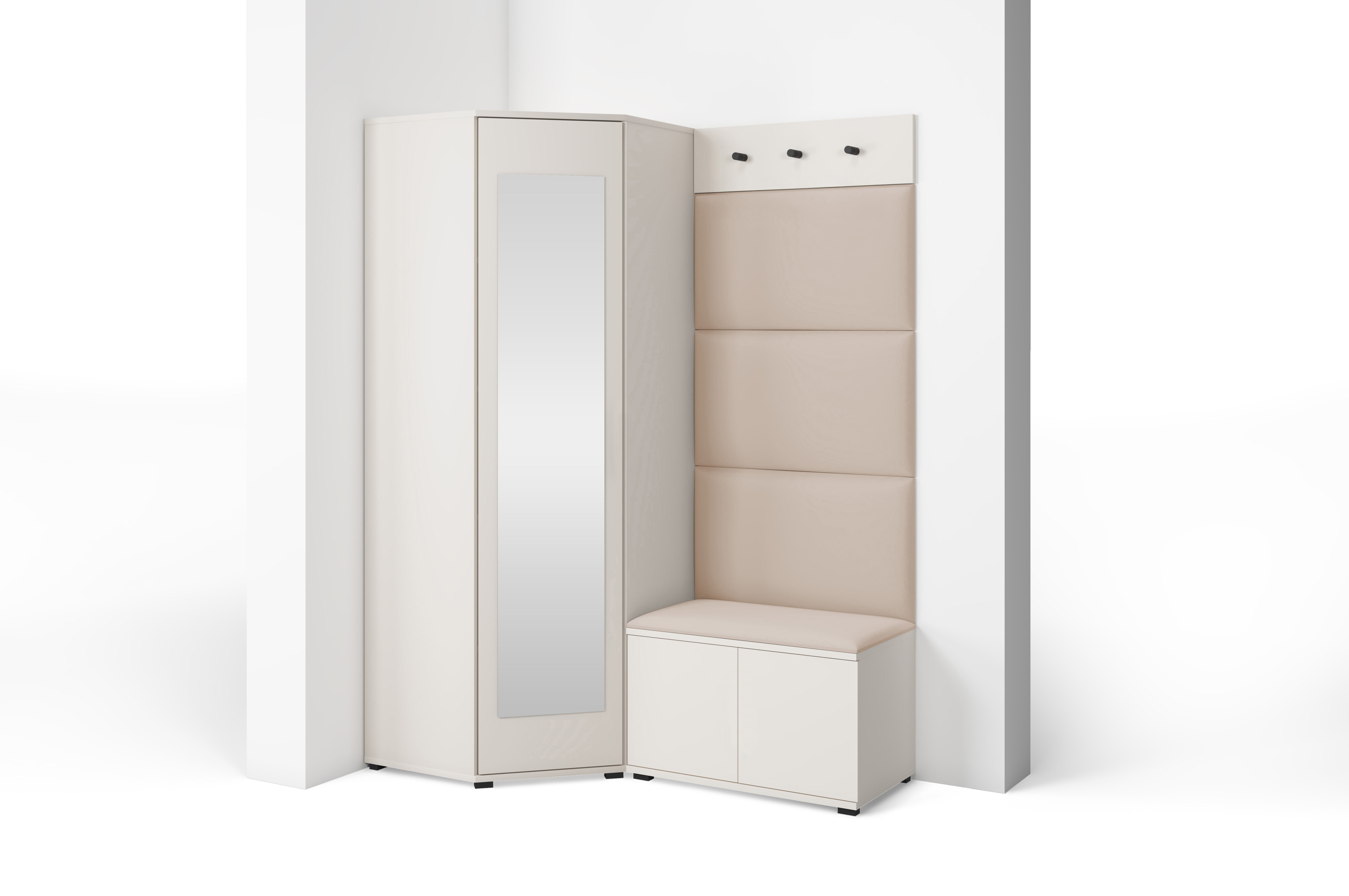 PK Bianco 17 Hallway Wardrobe Set - Upholstered Panels in Various Colours