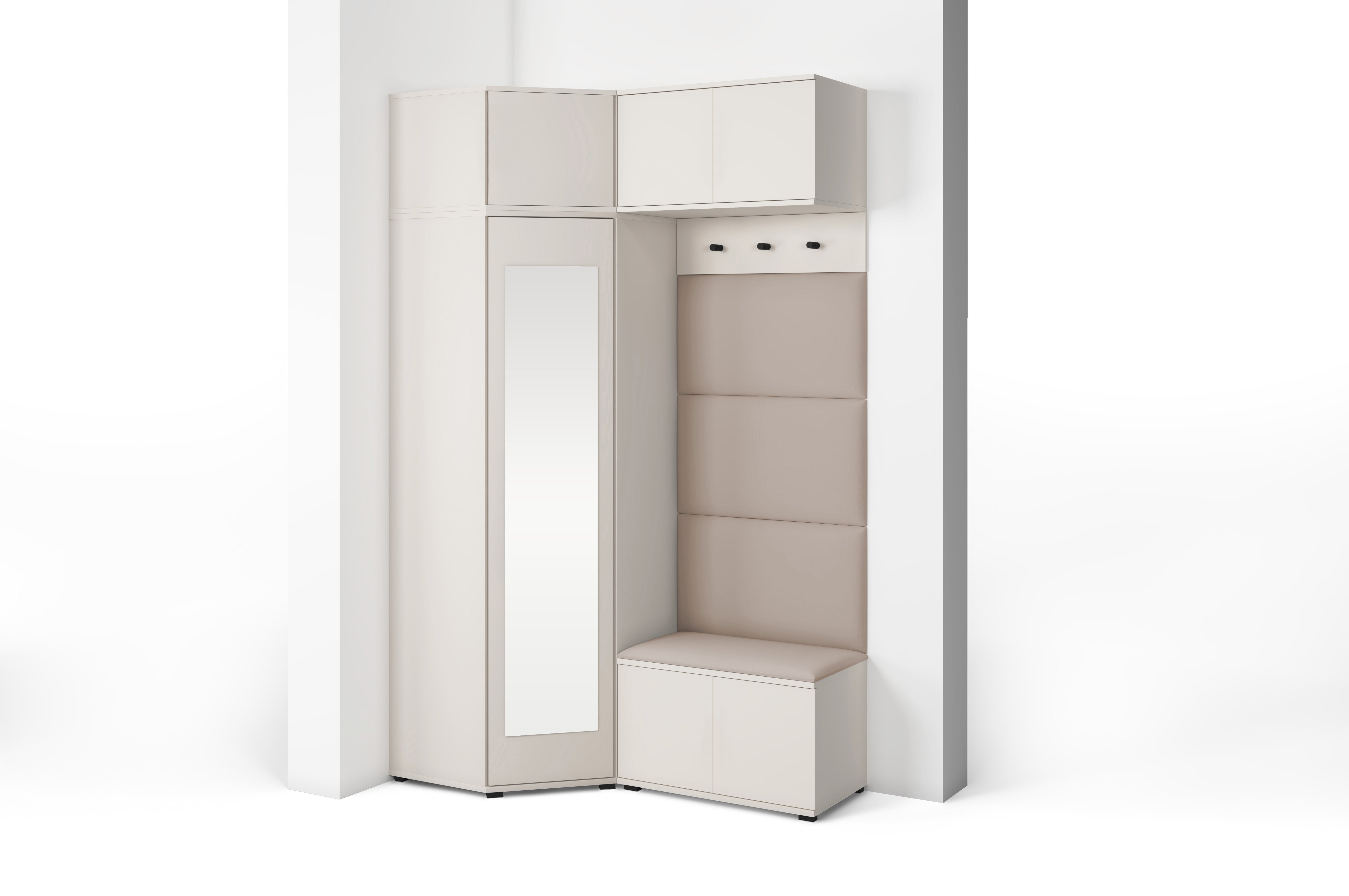 PK Bianco 19 Hallway Wardrobe Set - Upholstered Panels in Various Colours