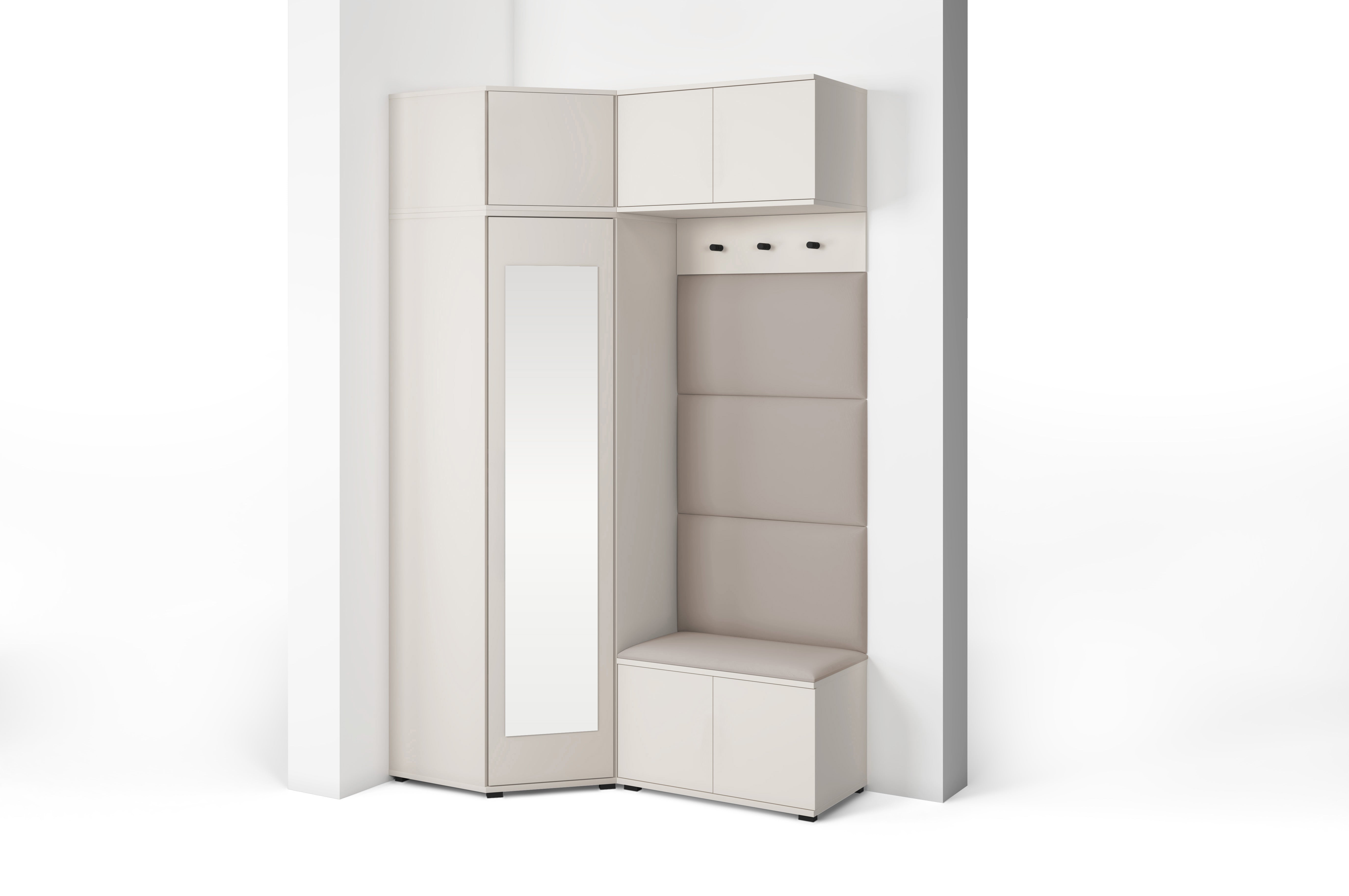 PK Bianco 19 Hallway Wardrobe Set - Upholstered Panels in Various Colours