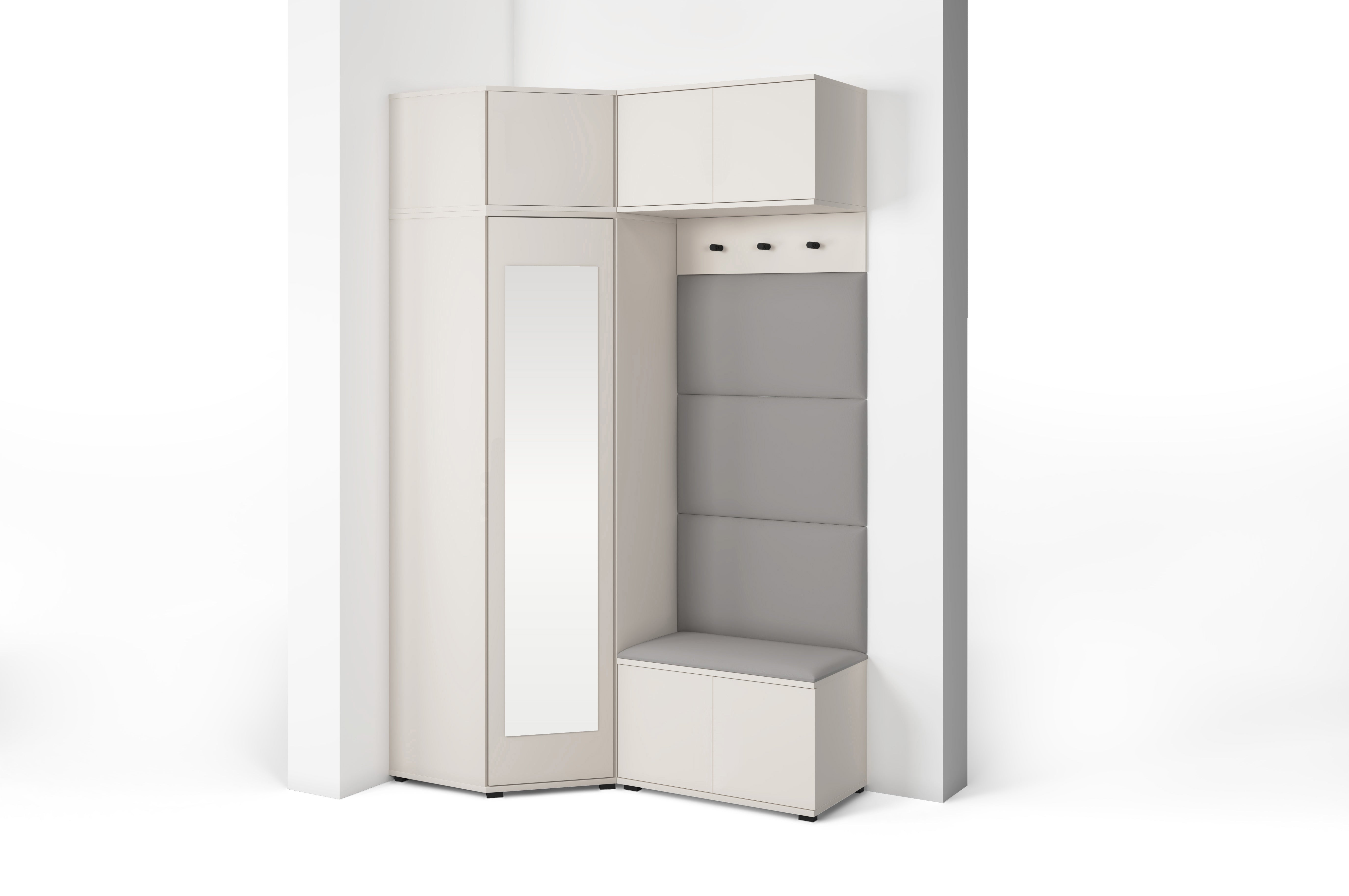 PK Bianco 19 Hallway Wardrobe Set - Upholstered Panels in Various Colours