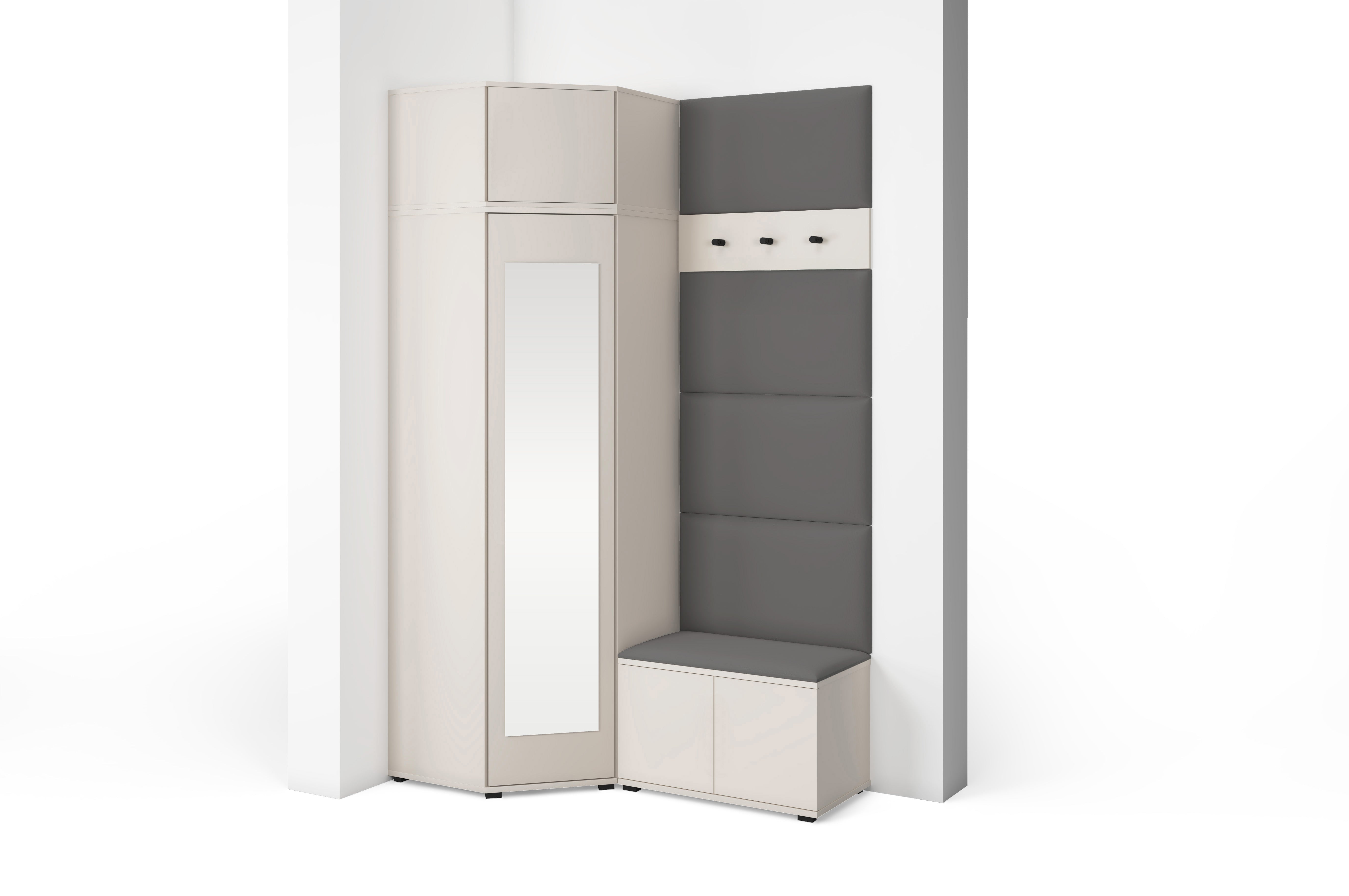 PK Bianco 18 Hallway Wardrobe Set - Upholstered Panels in Various Colours