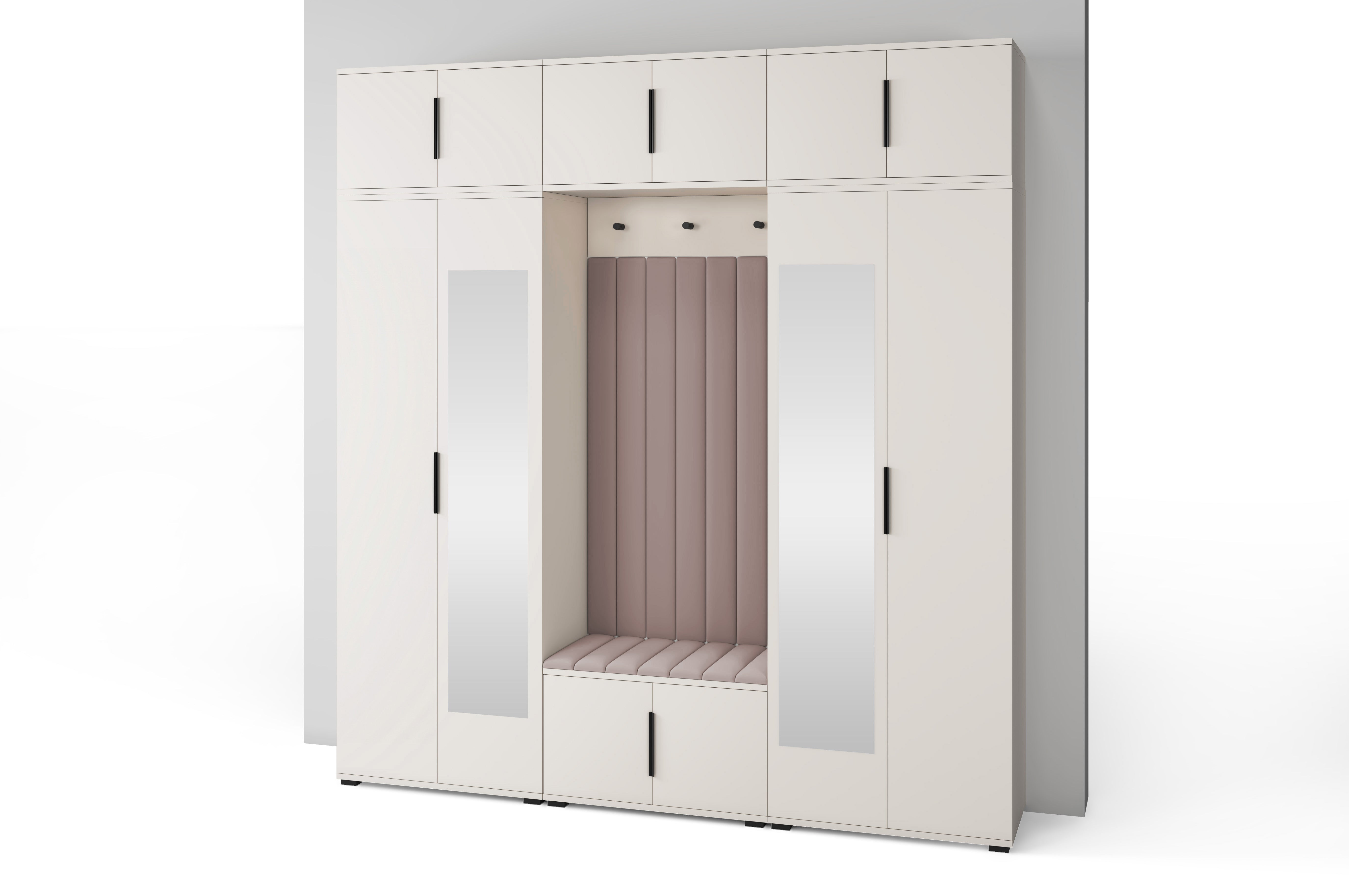 PK Bianco 12 Hallway Wardrobe Set - Upholstered Panels in Various Colours