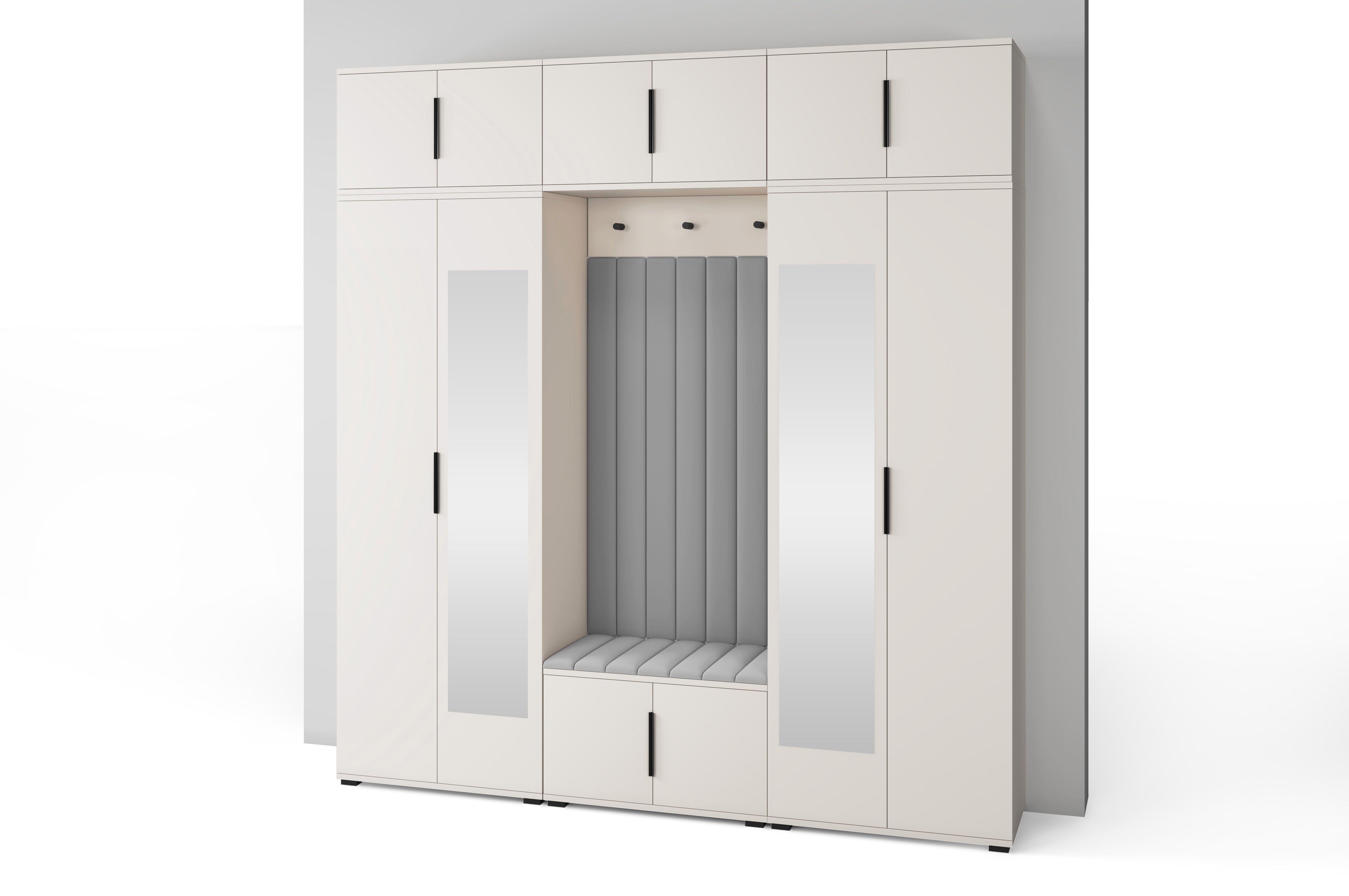 PK Bianco 12 Hallway Wardrobe Set - Upholstered Panels in Various Colours
