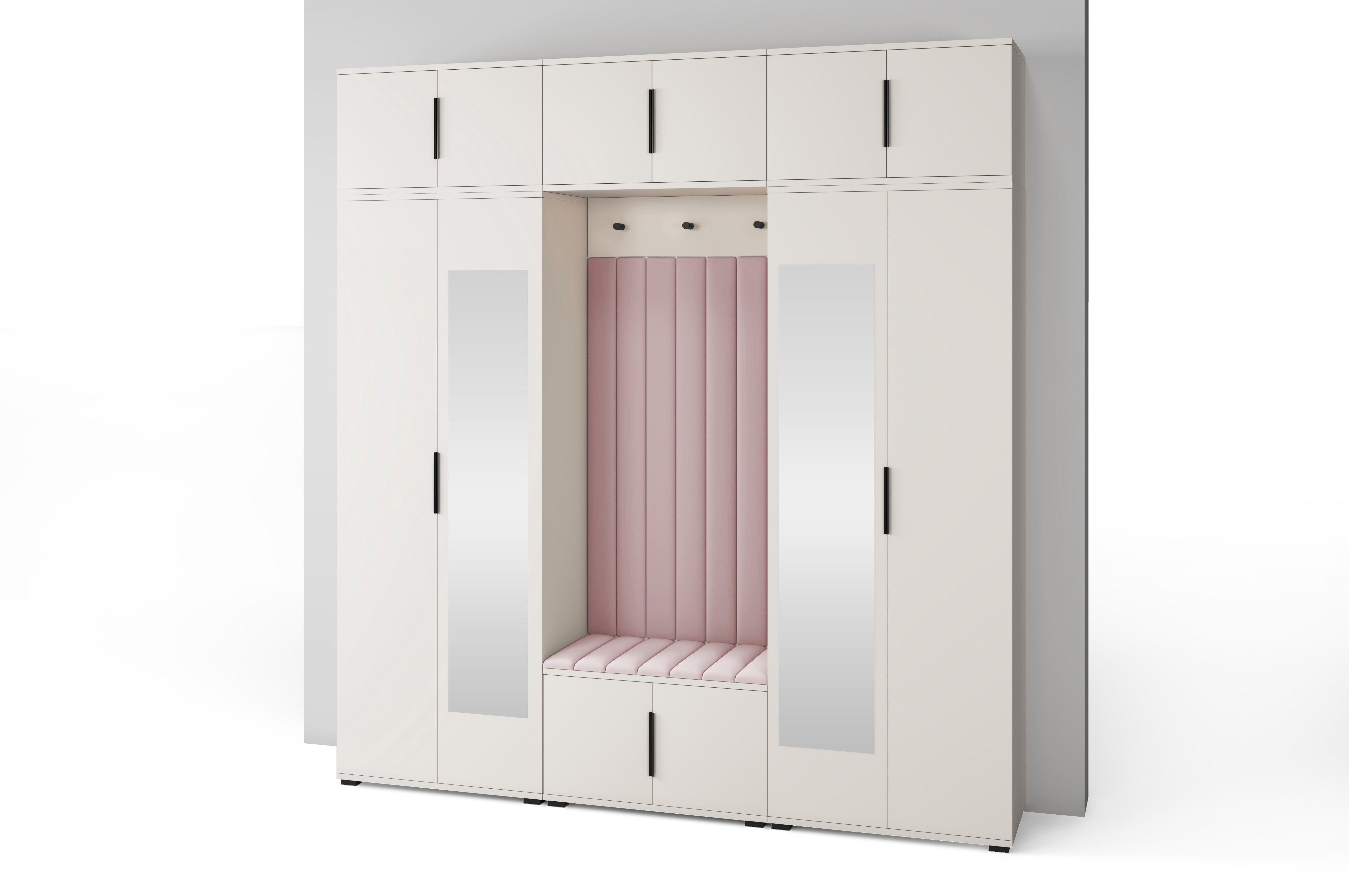 PK Bianco 12 Hallway Wardrobe Set - Upholstered Panels in Various Colours