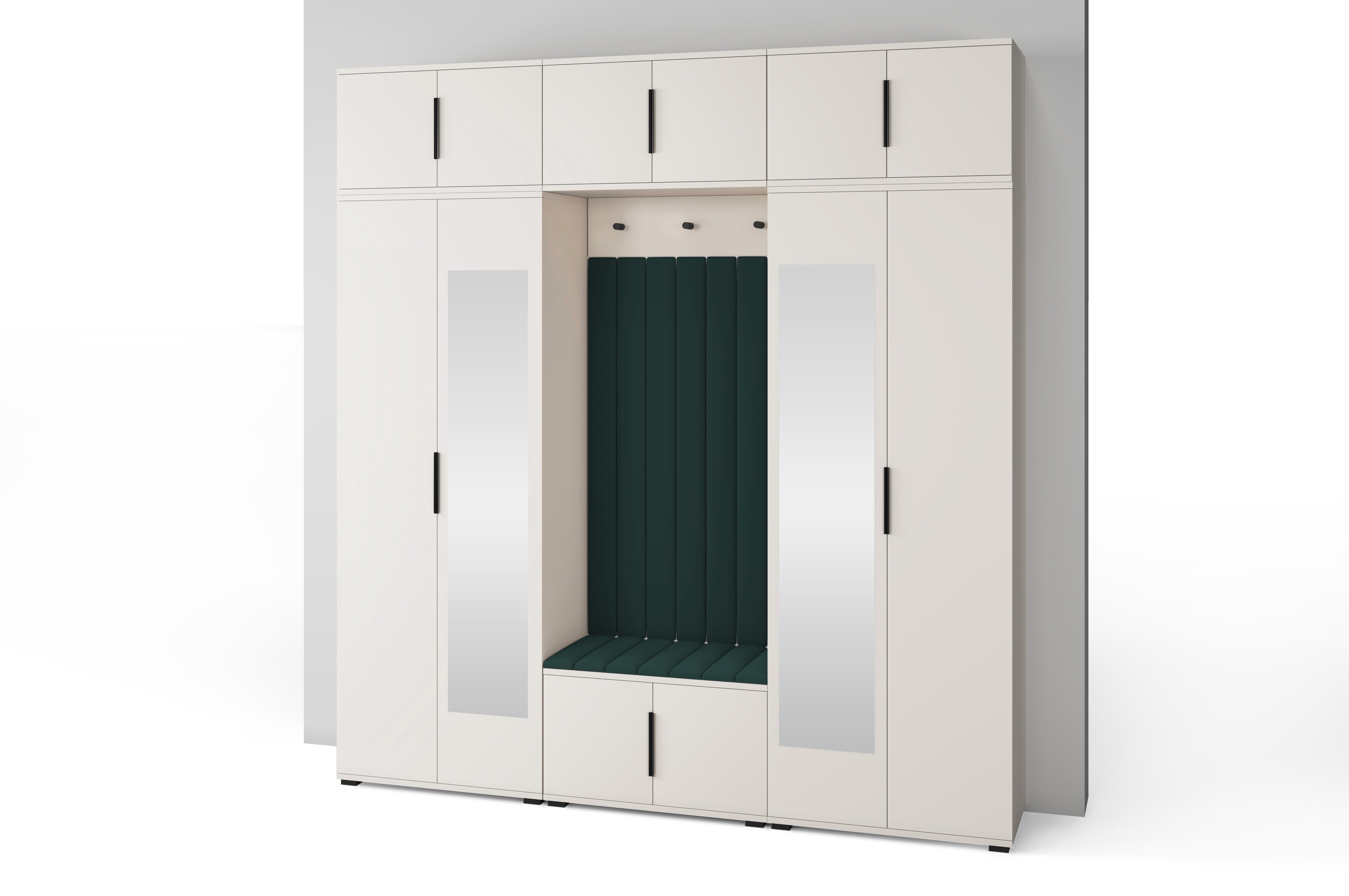 PK Bianco 12 Hallway Wardrobe Set - Upholstered Panels in Various Colours