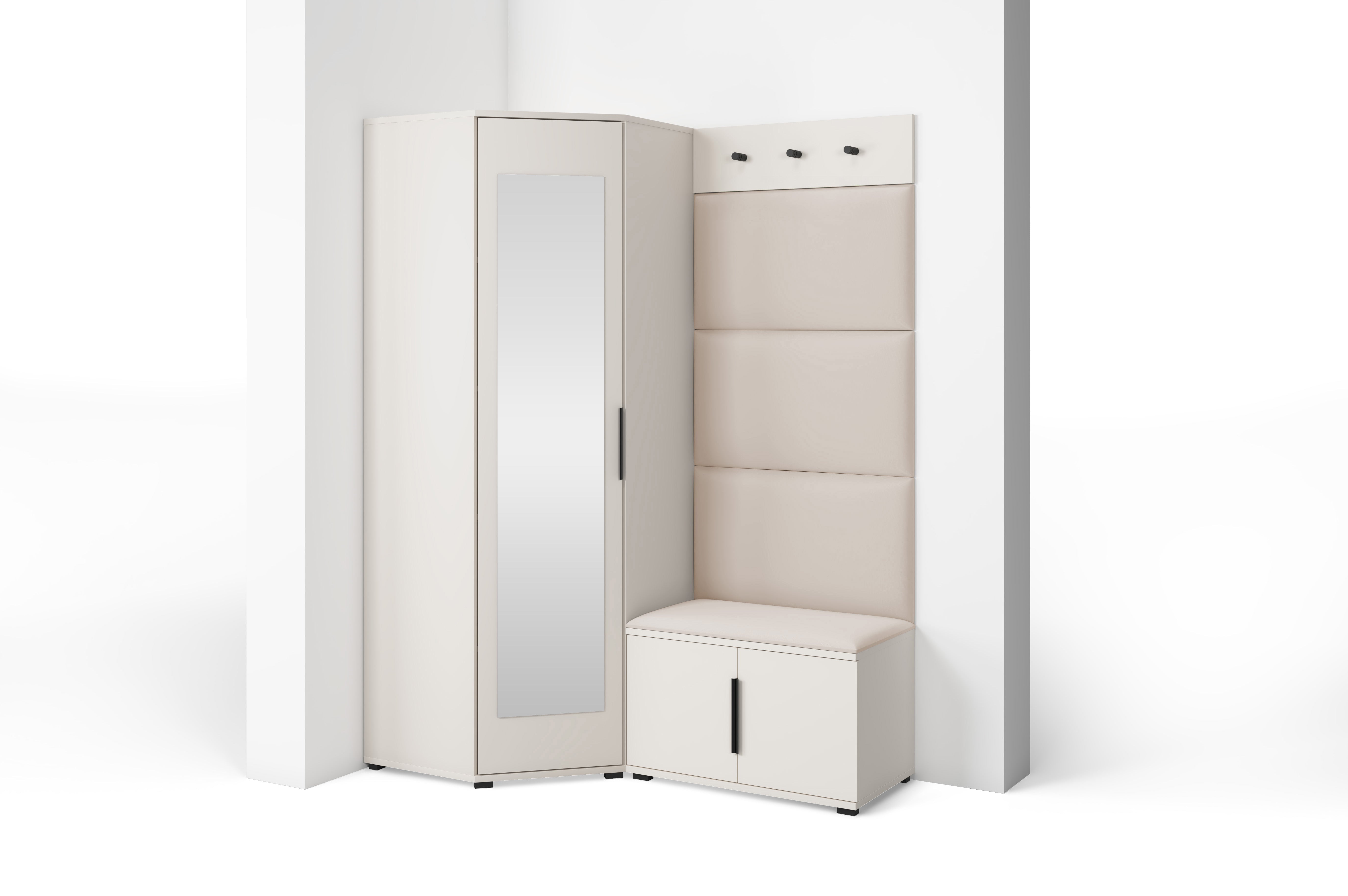 PK Bianco 17 Hallway Wardrobe Set - Upholstered Panels in Various Colours