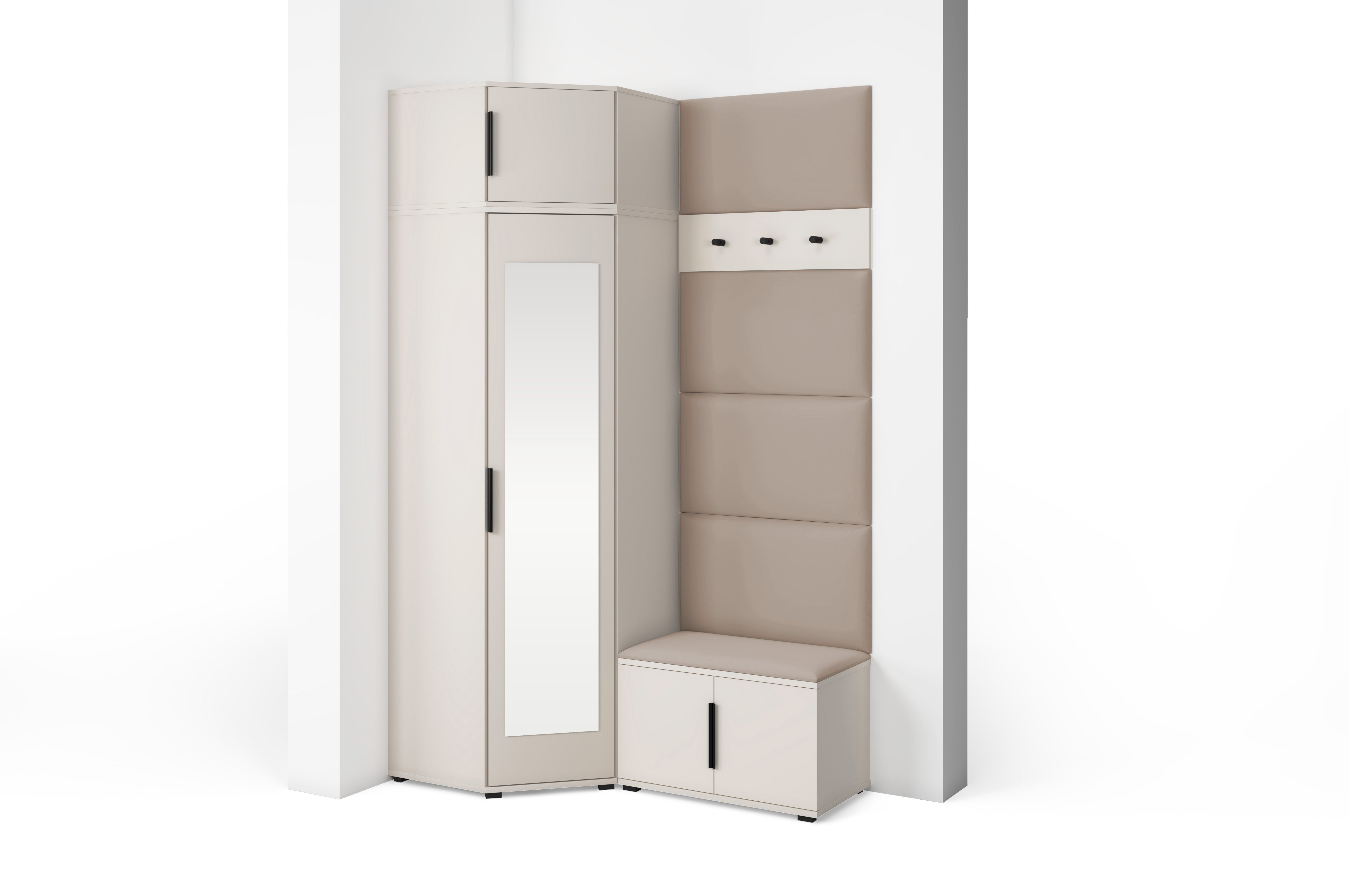 PK Bianco 18 Hallway Wardrobe Set - Upholstered Panels in Various Colours