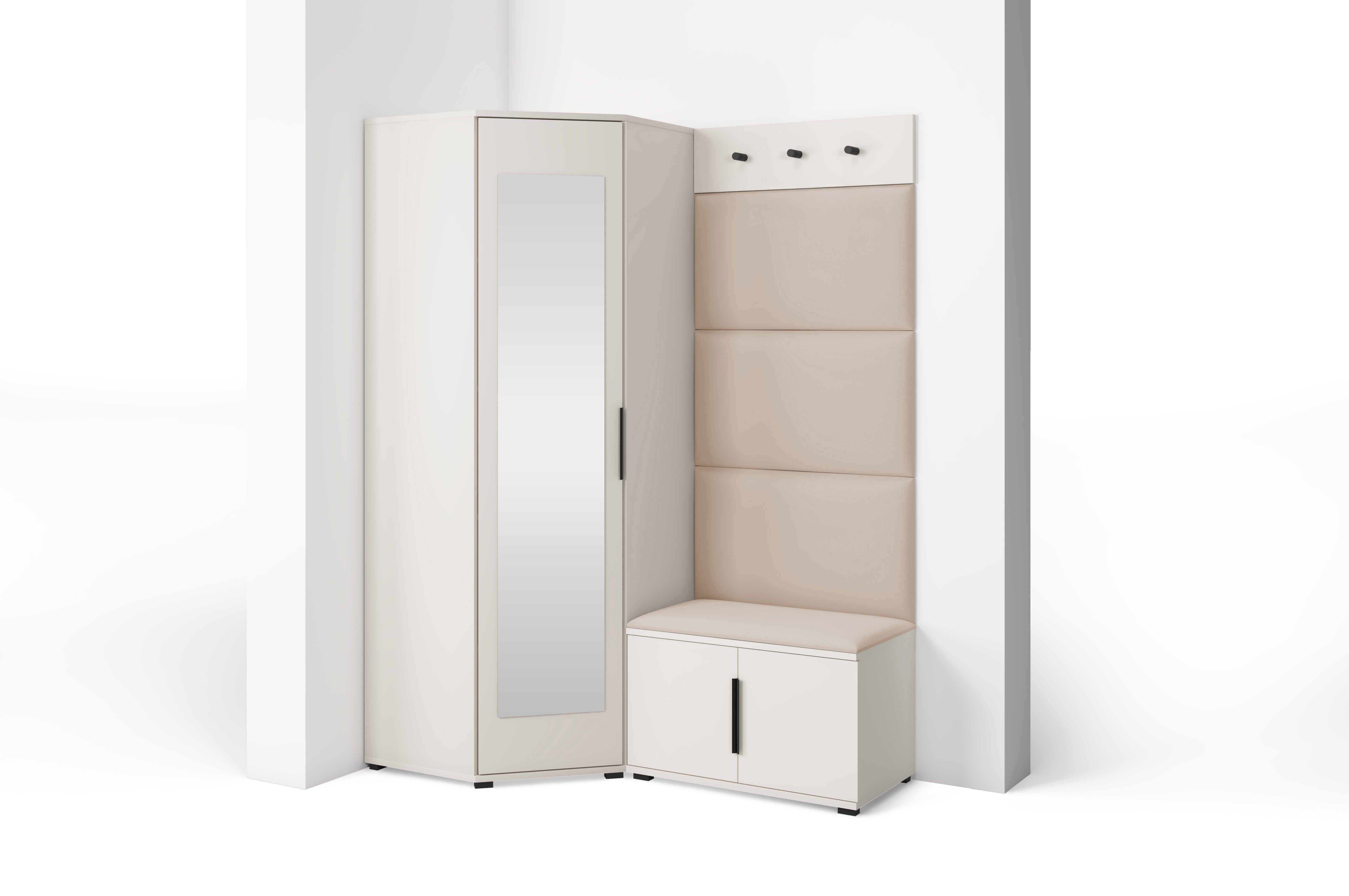 PK Bianco 17 Hallway Wardrobe Set - Upholstered Panels in Various Colours