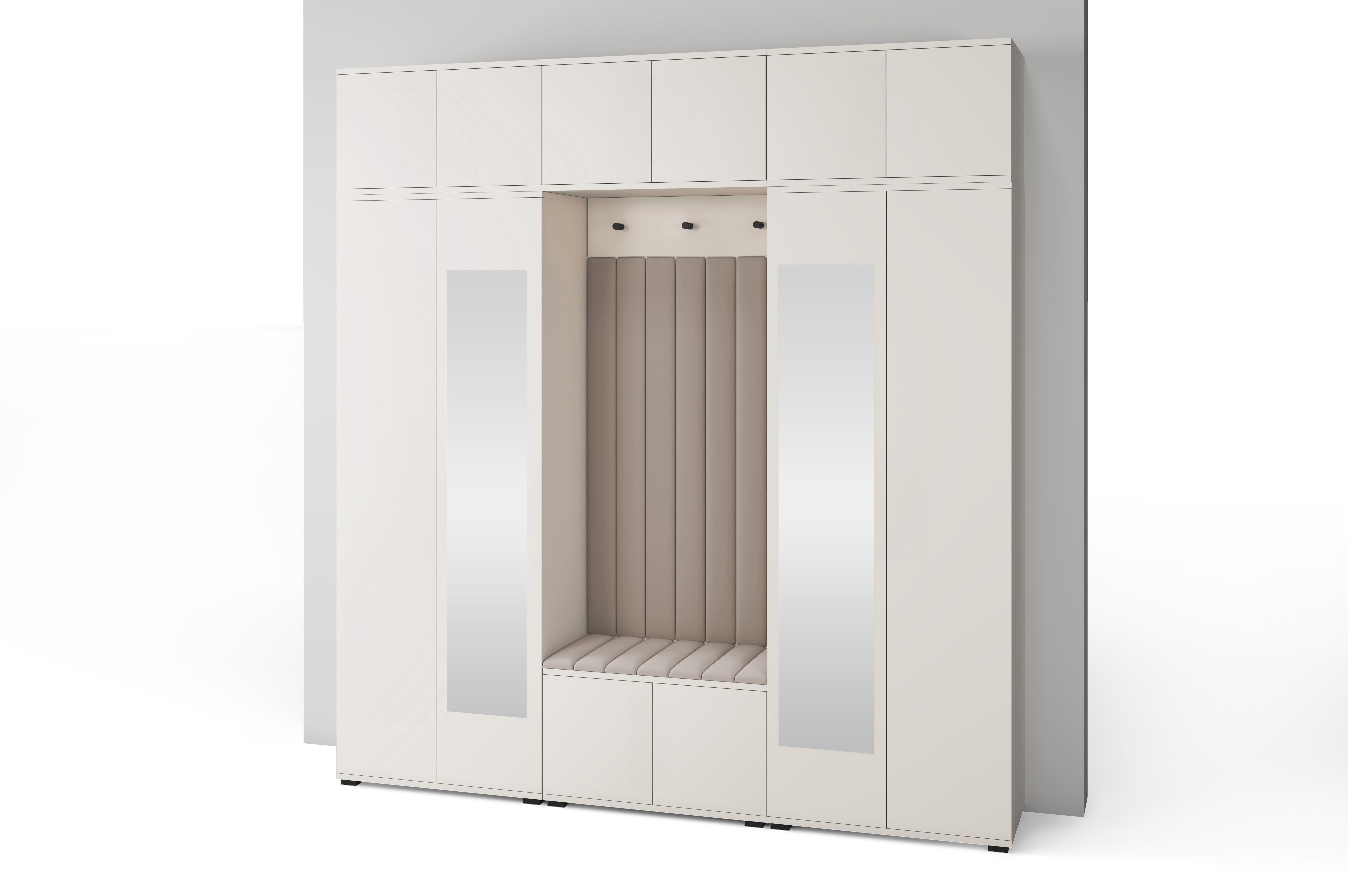 PK Bianco 12 Hallway Wardrobe Set - Upholstered Panels in Various Colours