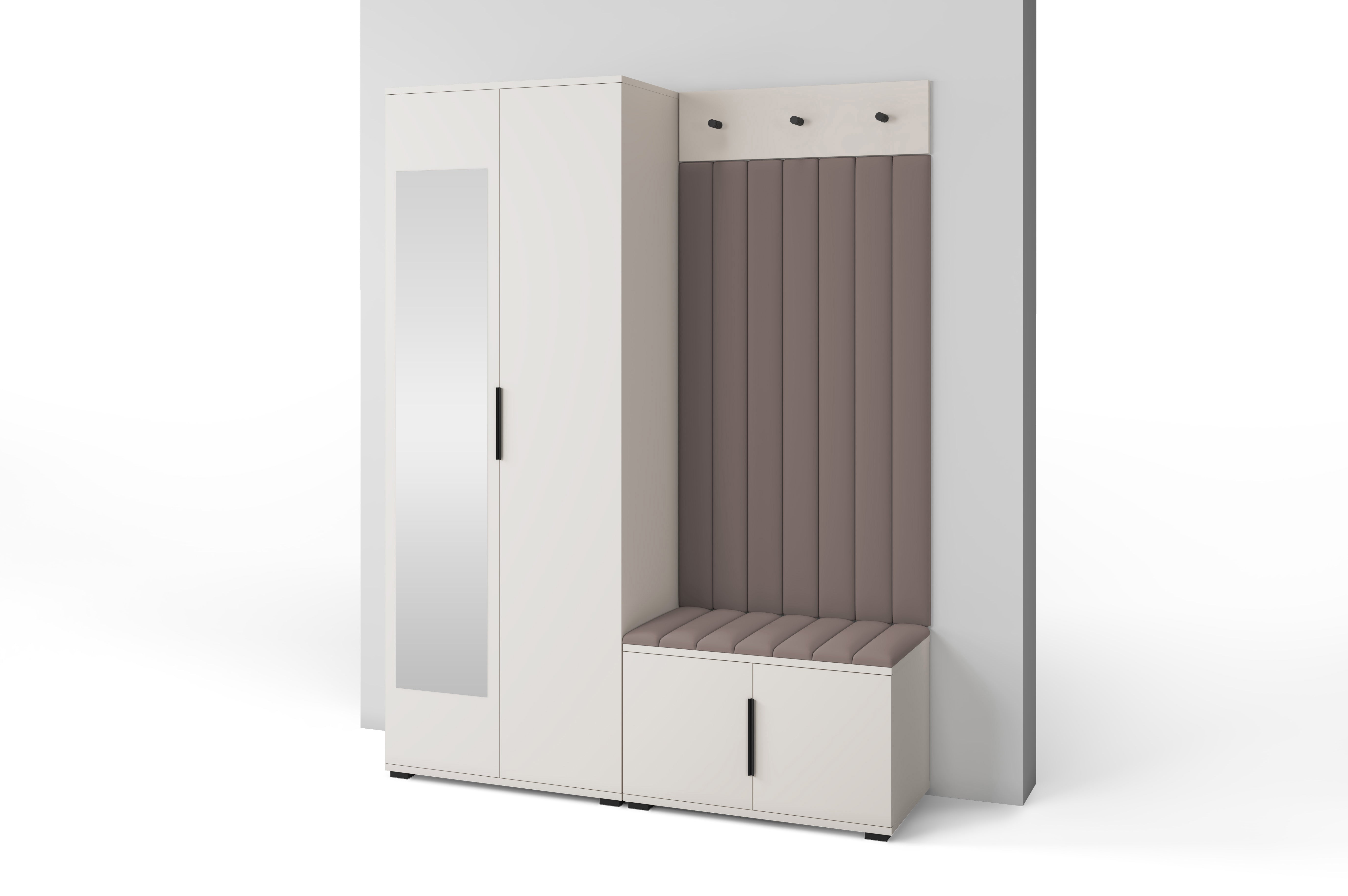 PK Bianco 13 Hallway Wardrobe Set - Upholstered Panels in Various Colours