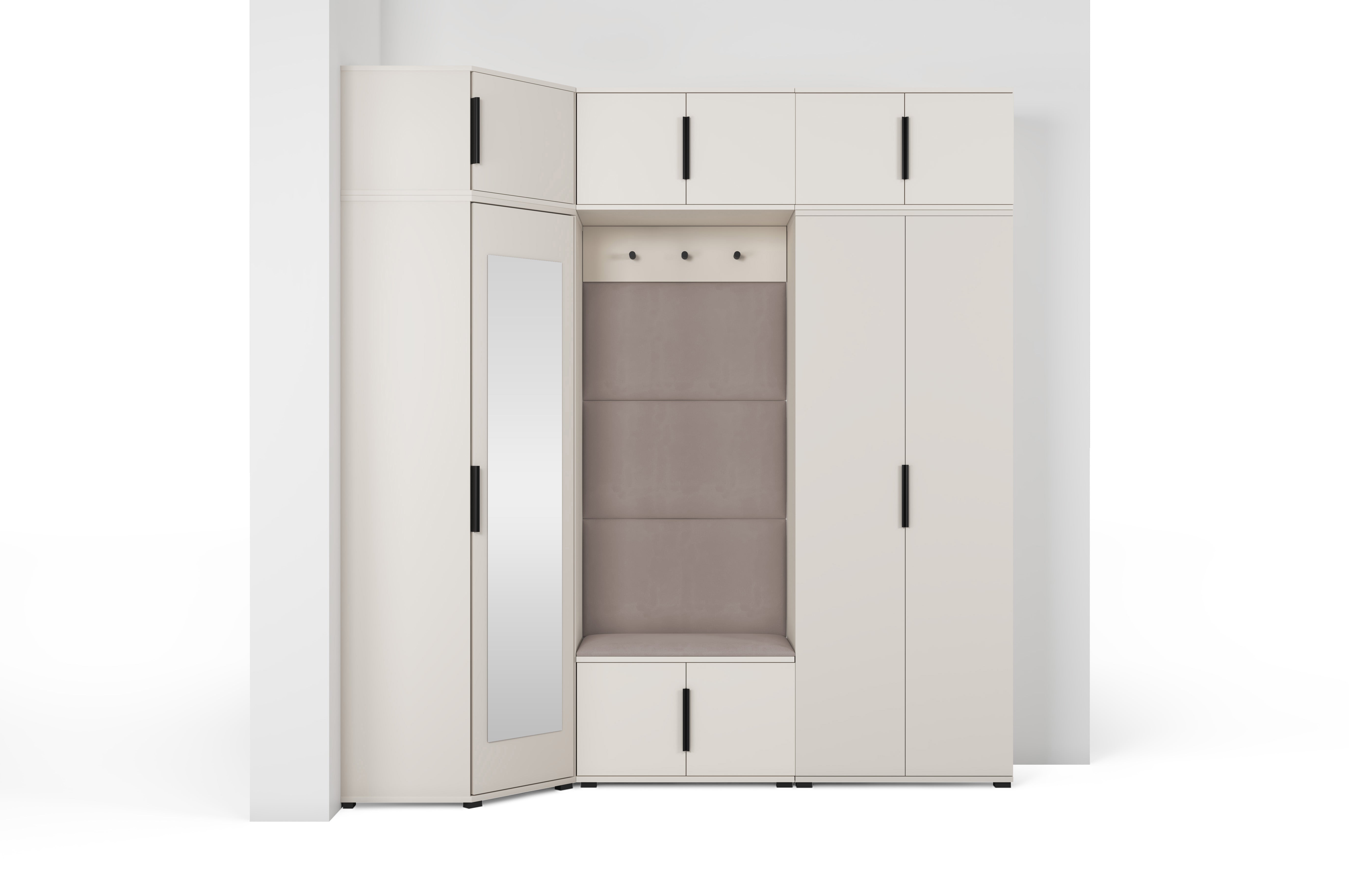 PK Bianco 20 Hallway Wardrobe Set - Upholstered Panels in Various Colours