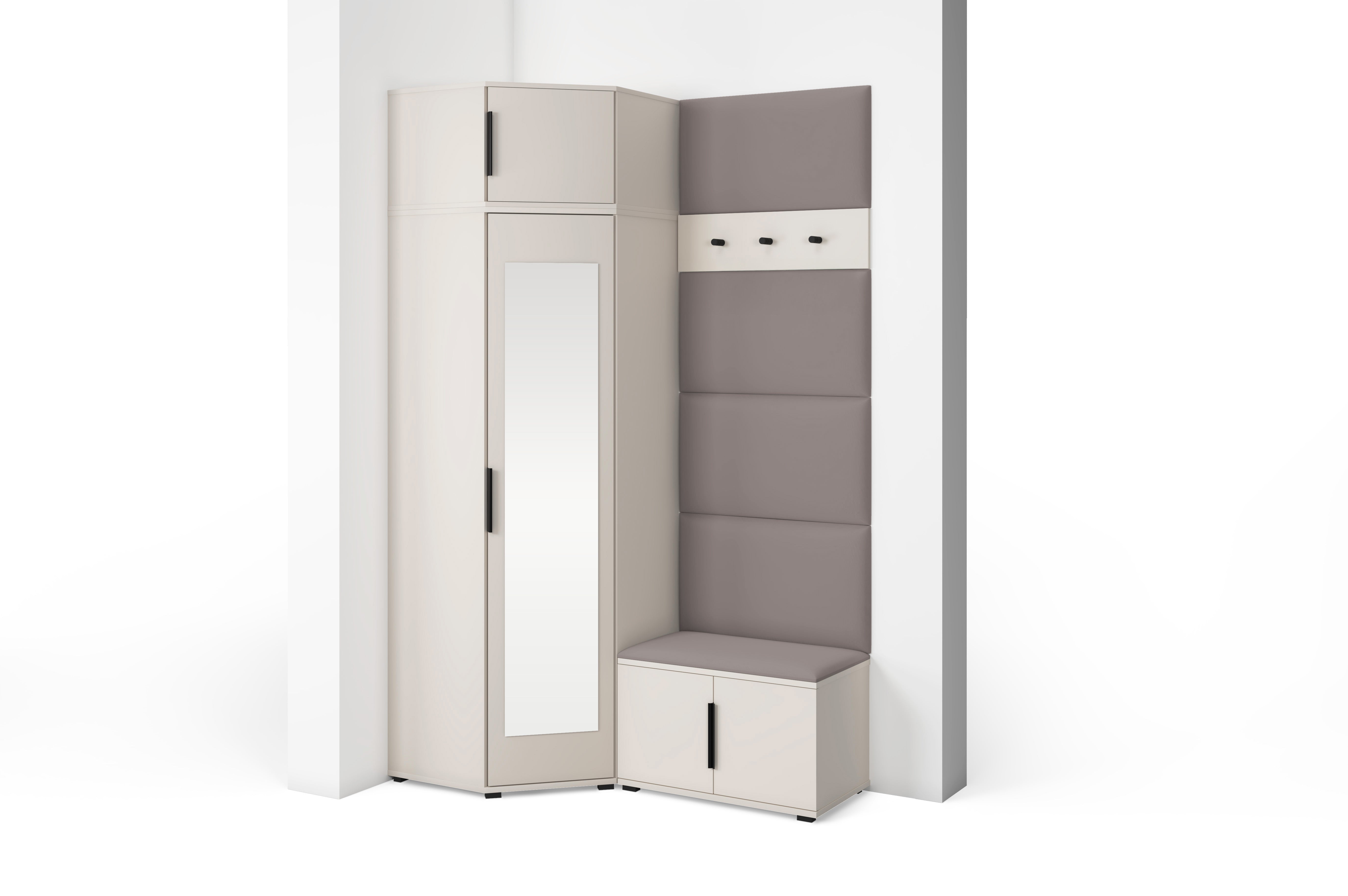 PK Bianco 18 Hallway Wardrobe Set - Upholstered Panels in Various Colours
