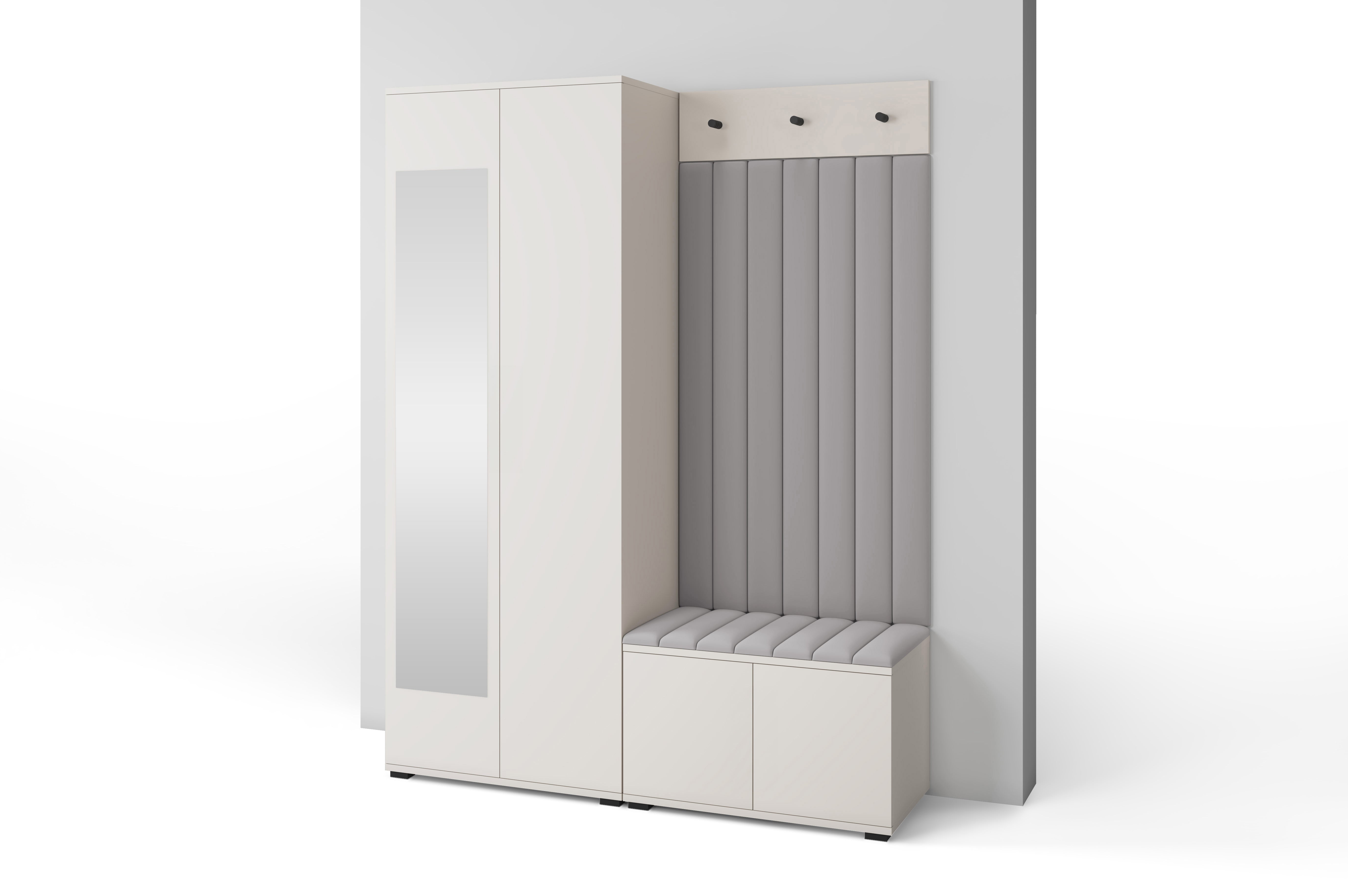 PK Bianco 13 Hallway Wardrobe Set - Upholstered Panels in Various Colours