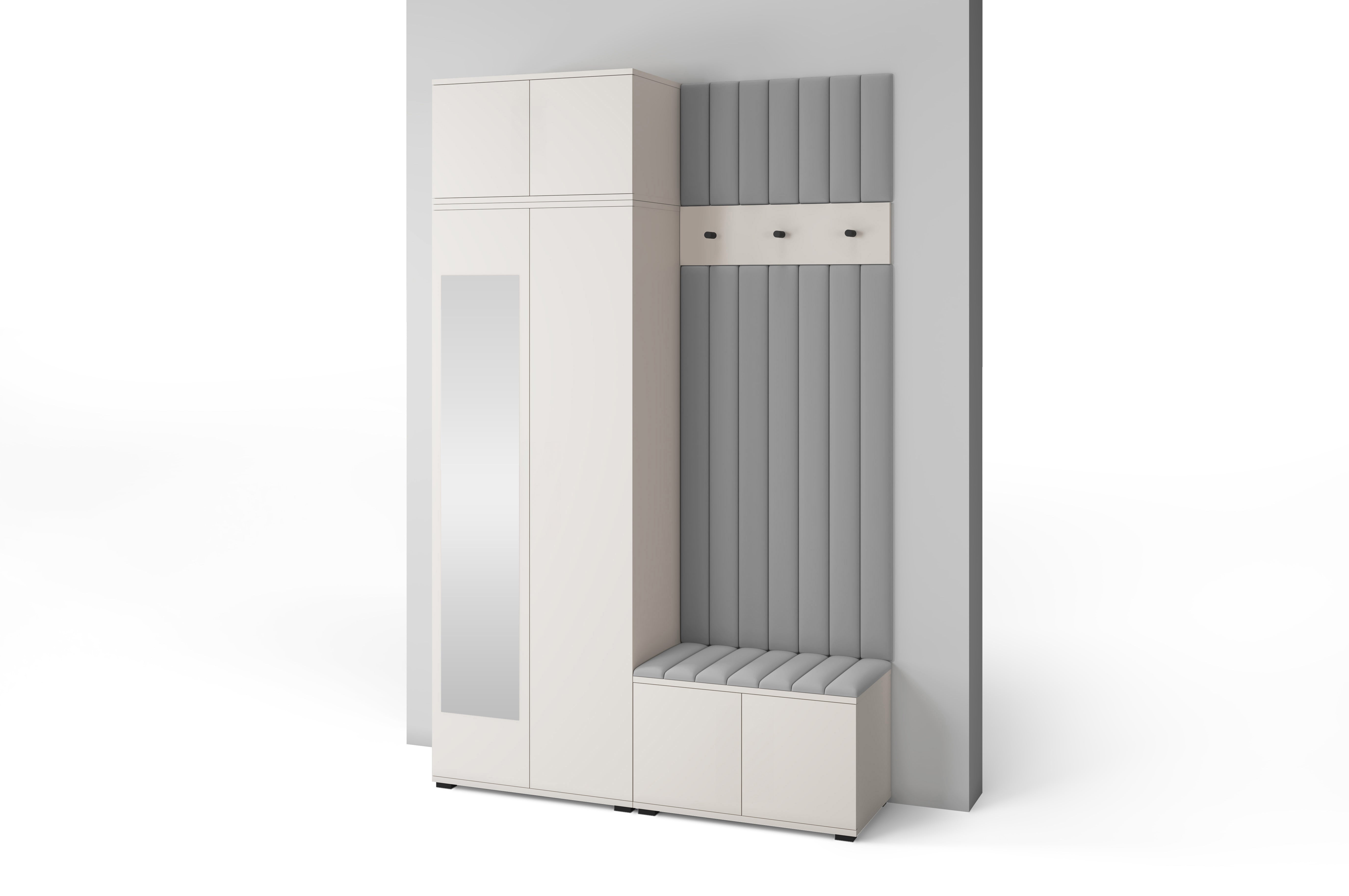 PK Bianco 14 Hallway Wardrobe Set - Upholstered Panels in Various Colours