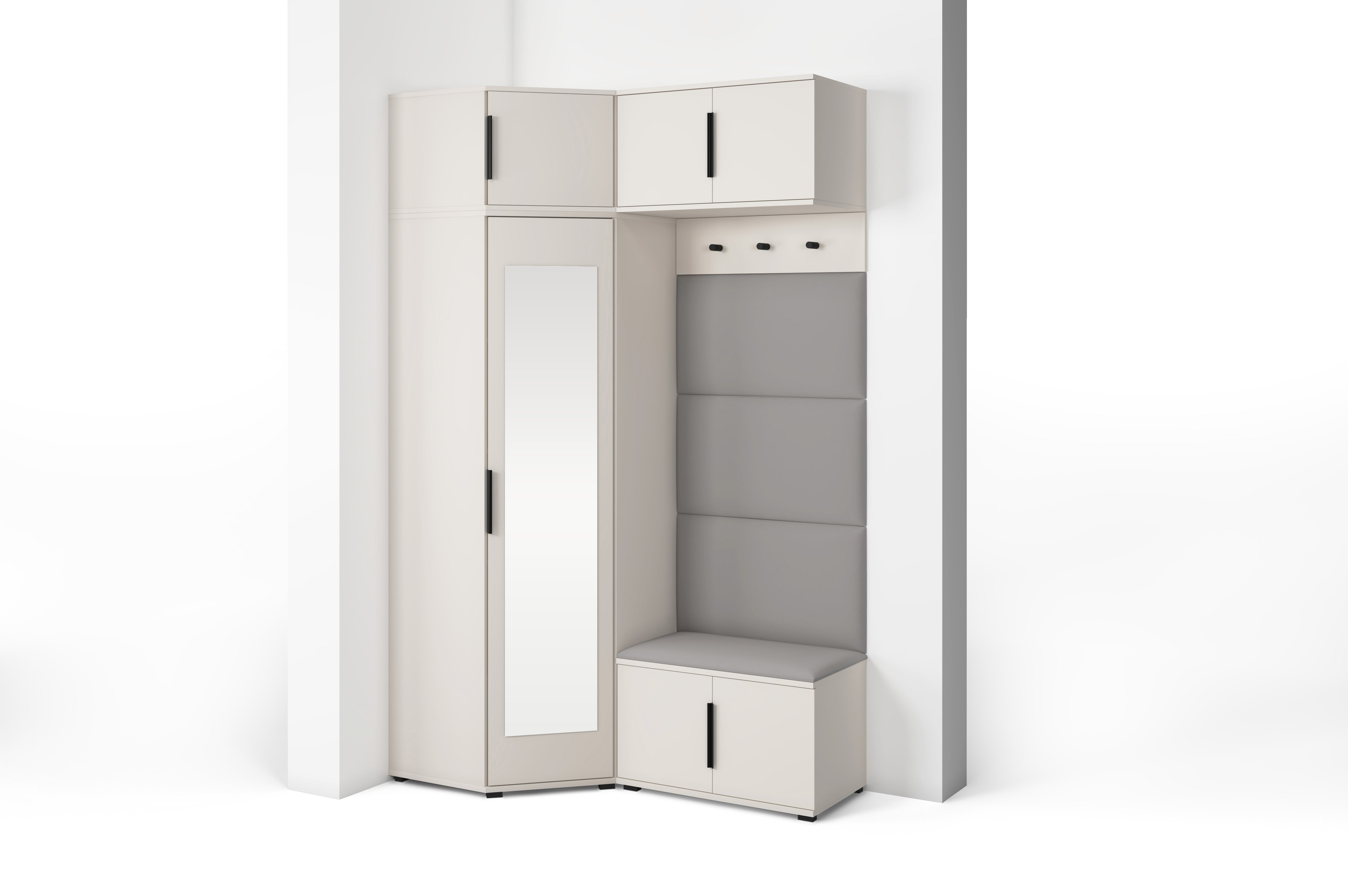 PK Bianco 19 Hallway Wardrobe Set - Upholstered Panels in Various Colours