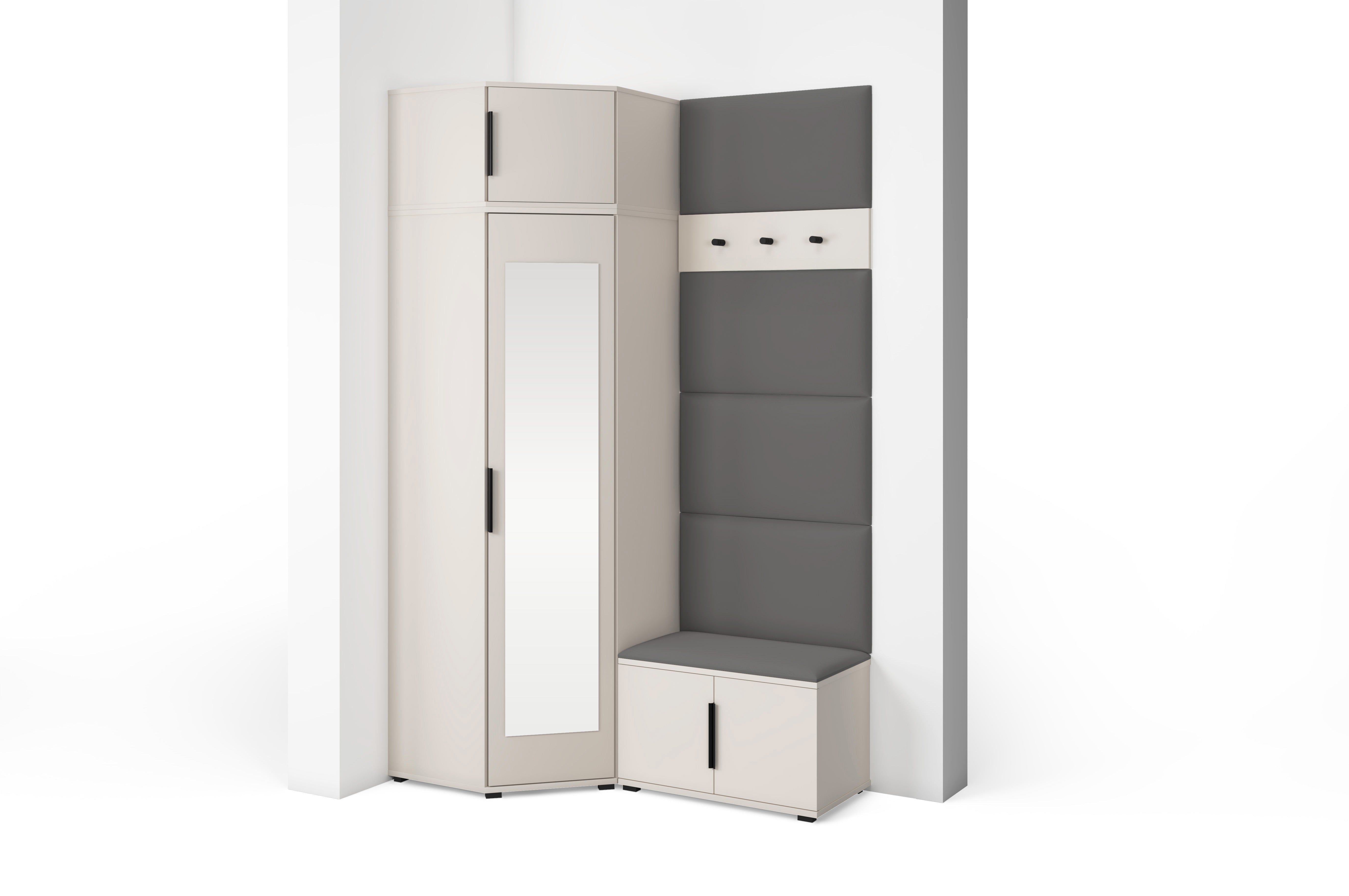 PK Bianco 18 Hallway Wardrobe Set - Upholstered Panels in Various Colours