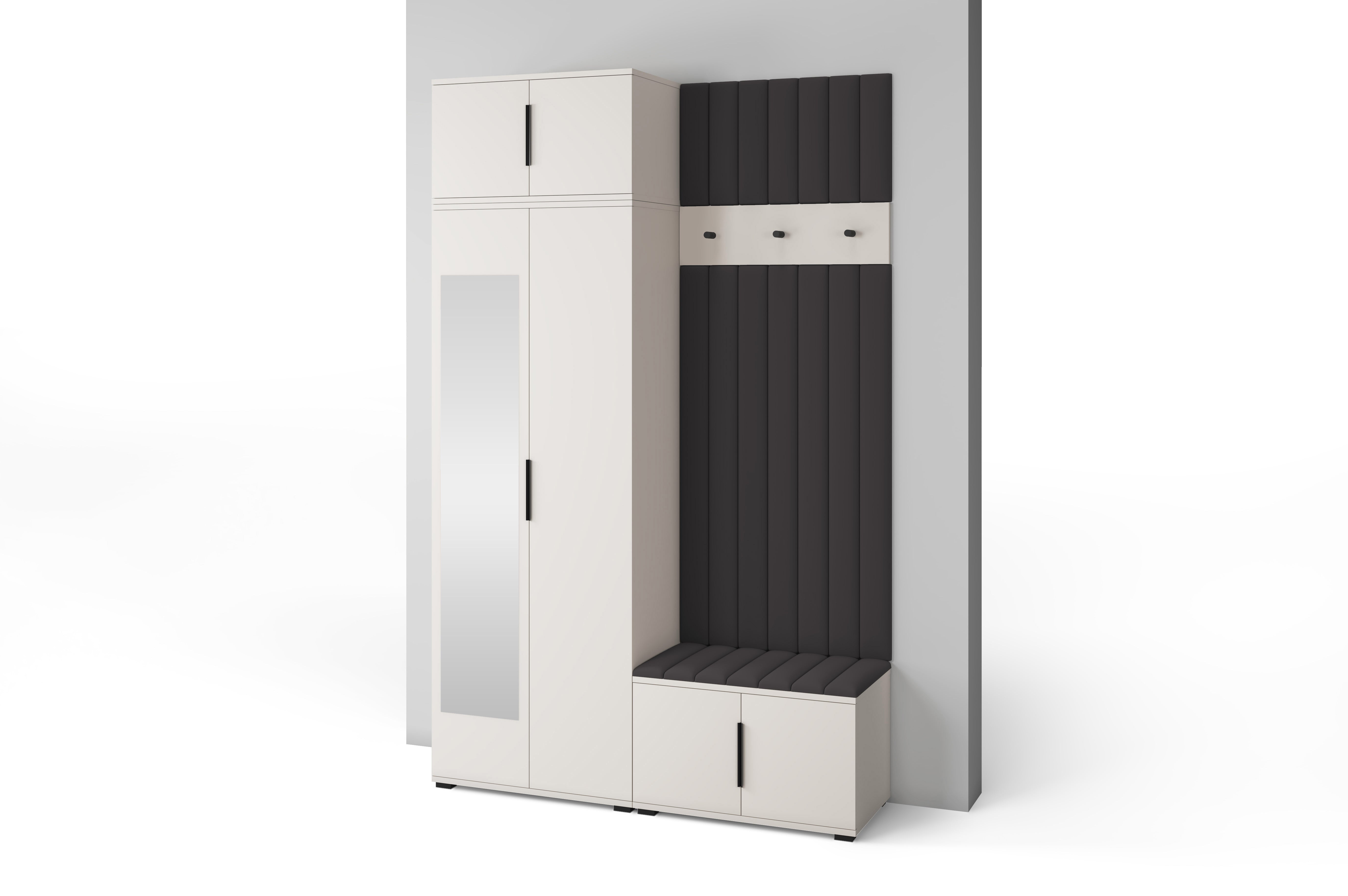 PK Bianco 14 Hallway Wardrobe Set - Upholstered Panels in Various Colours
