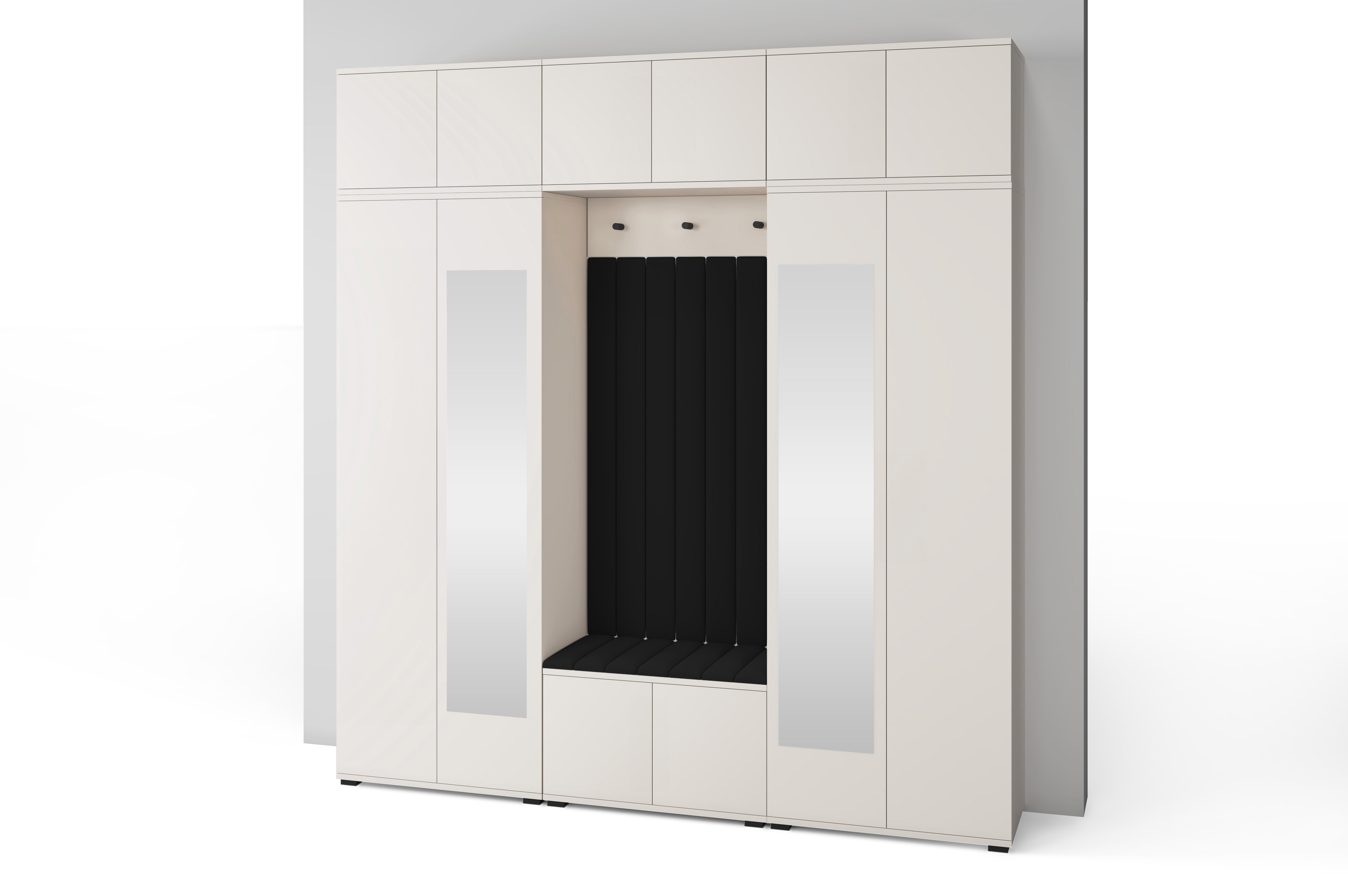 PK Bianco 12 Hallway Wardrobe Set - Upholstered Panels in Various Colours